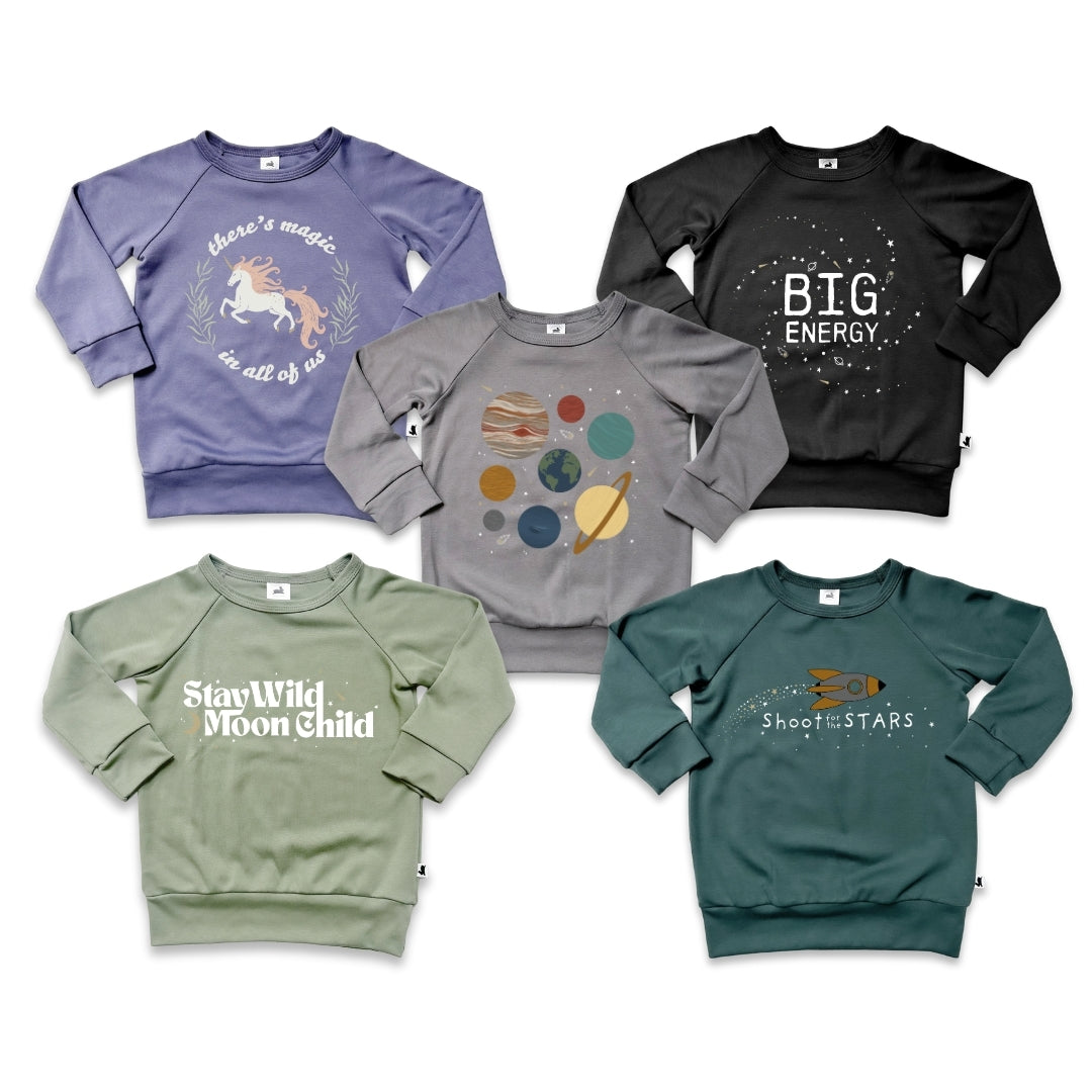 Baby/Kids Graphic Bamboo Raglan Sleeve Pullover