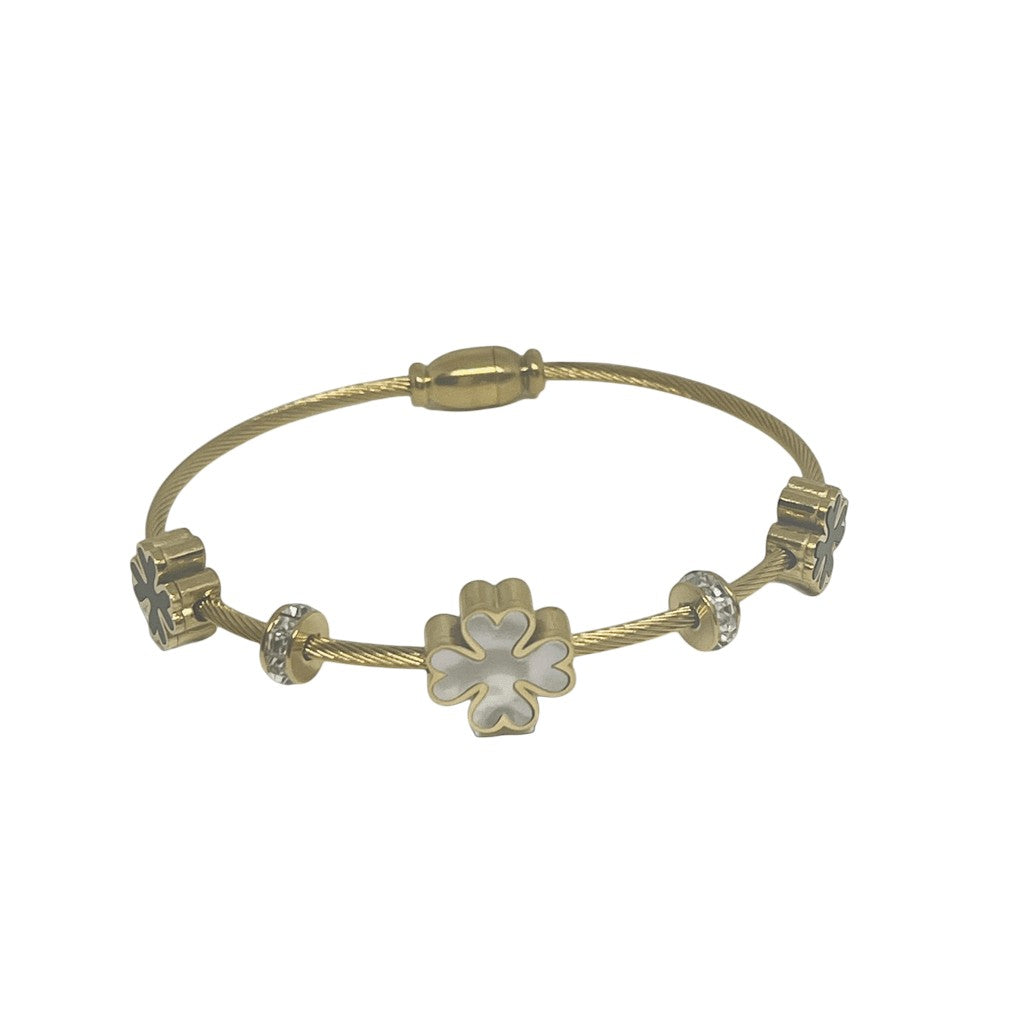18K Gold Plated 3 Flower Charm Bracelet