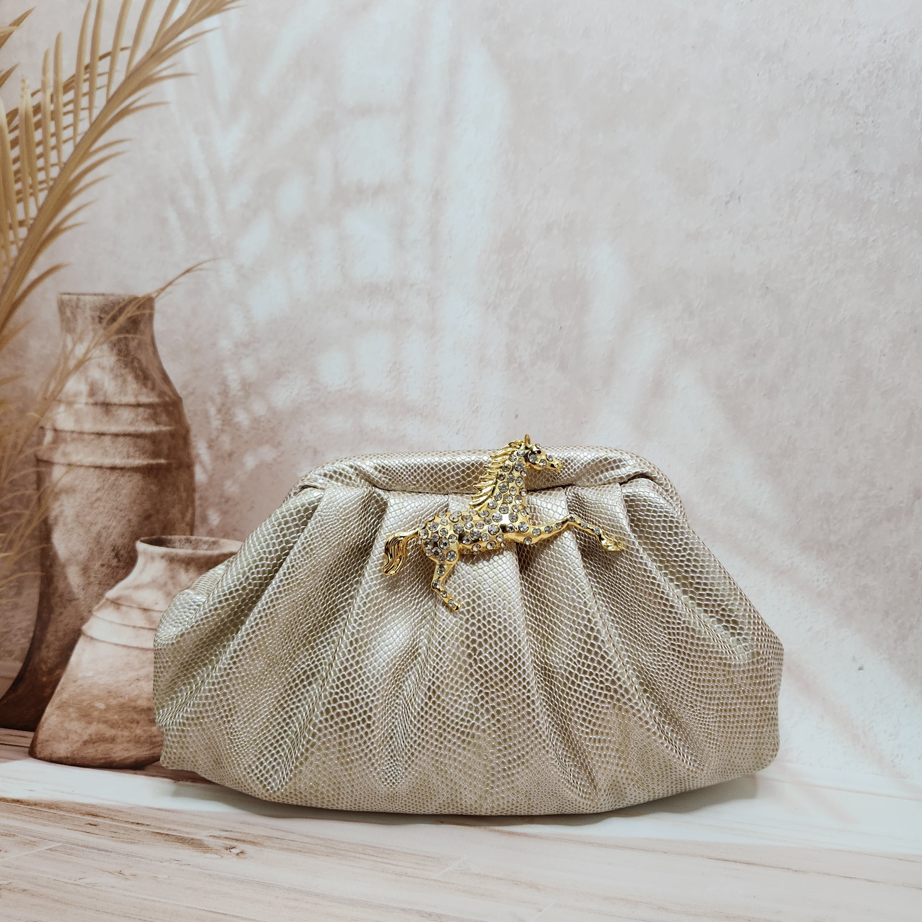 Ivory Stallion Cloud Clutch