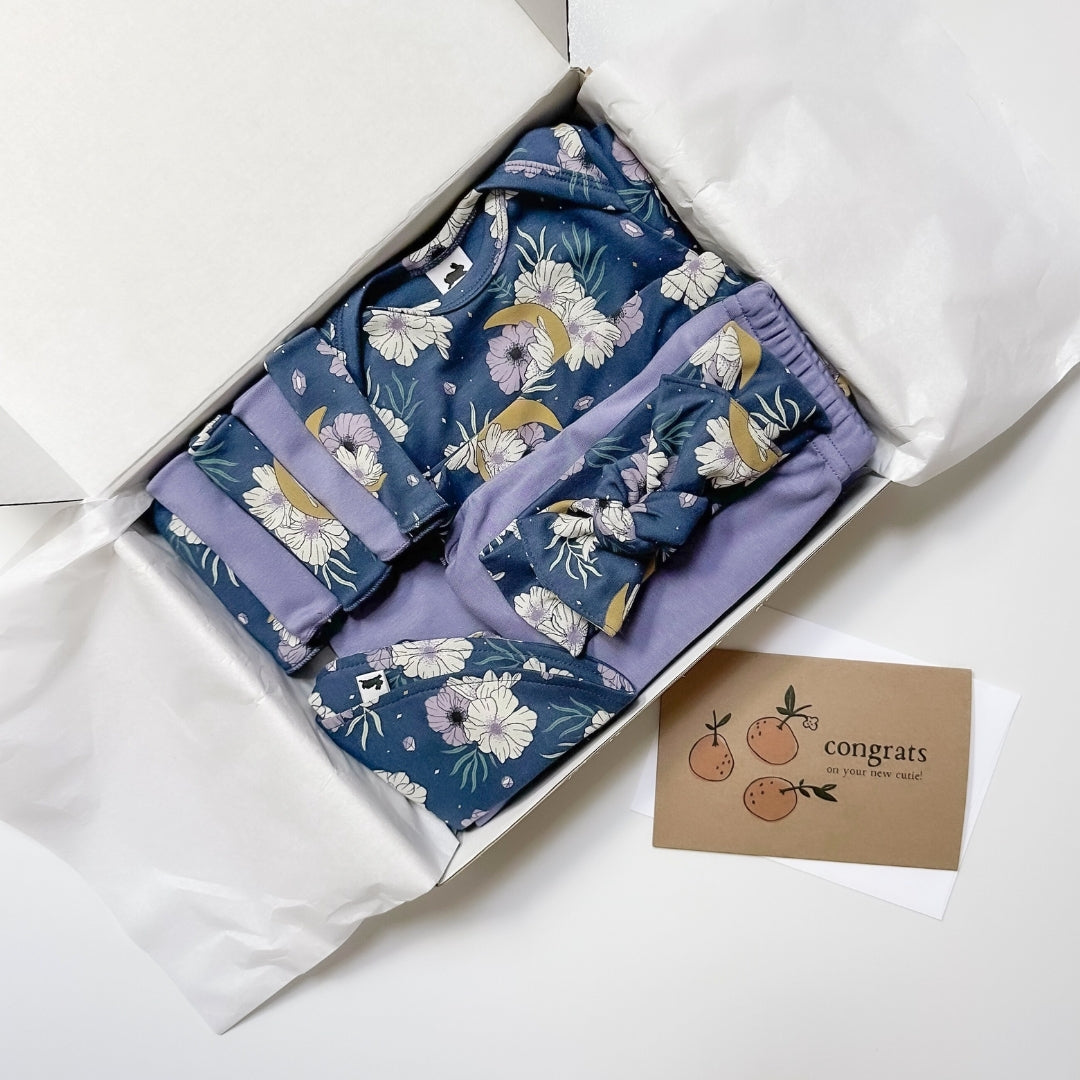 Bamboo Baby Capsule Gift Box - Celestial Floral & Dusty Lilac