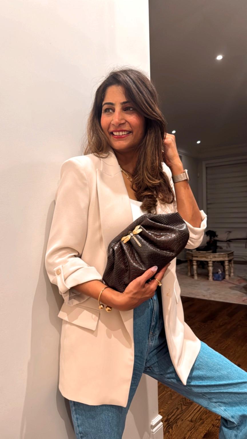 Midnight Dragonfly Croc Clutch