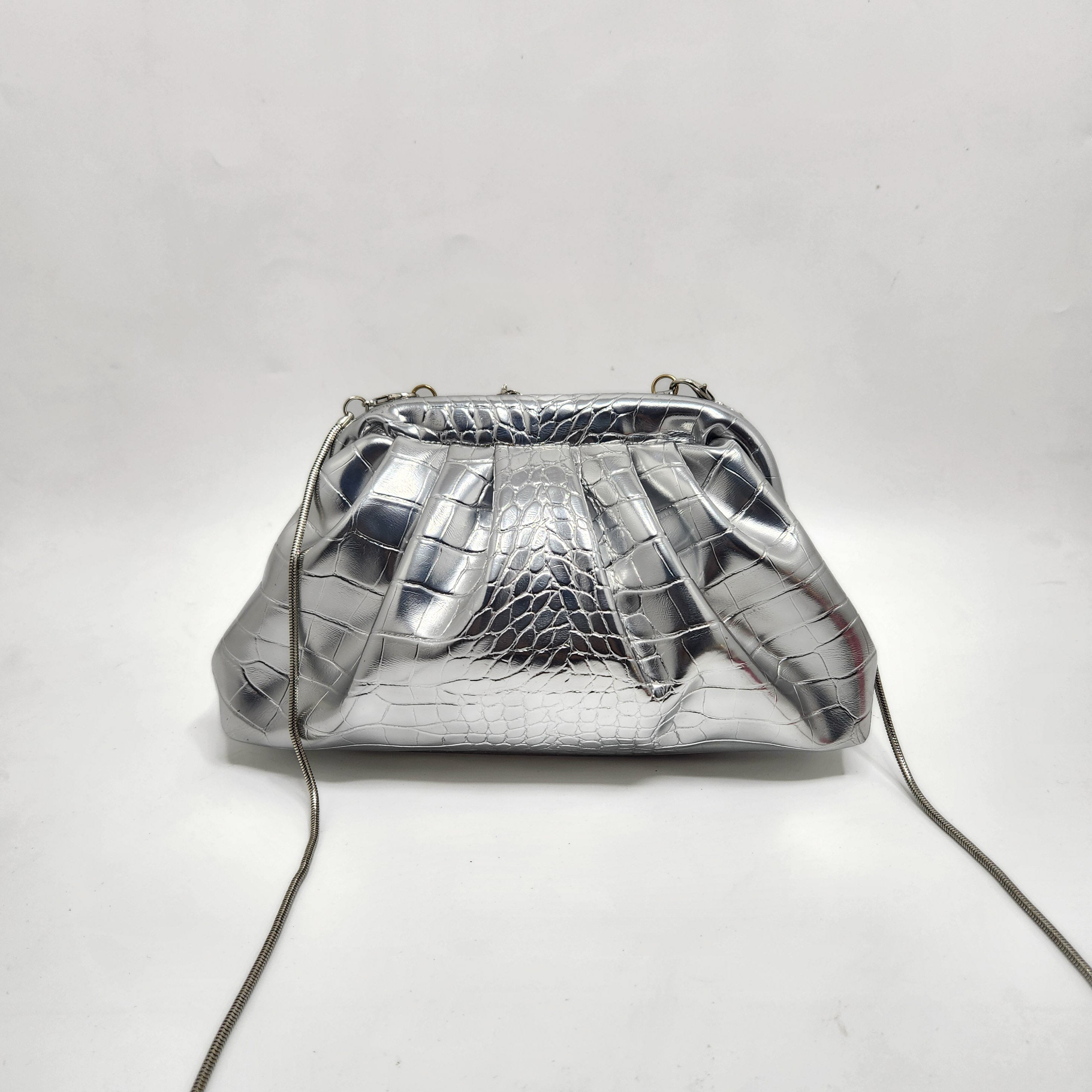 Silver Gallop Cloud Clutch