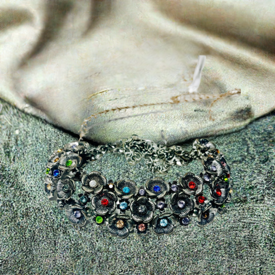 Buy German Silver flower design Choker for women