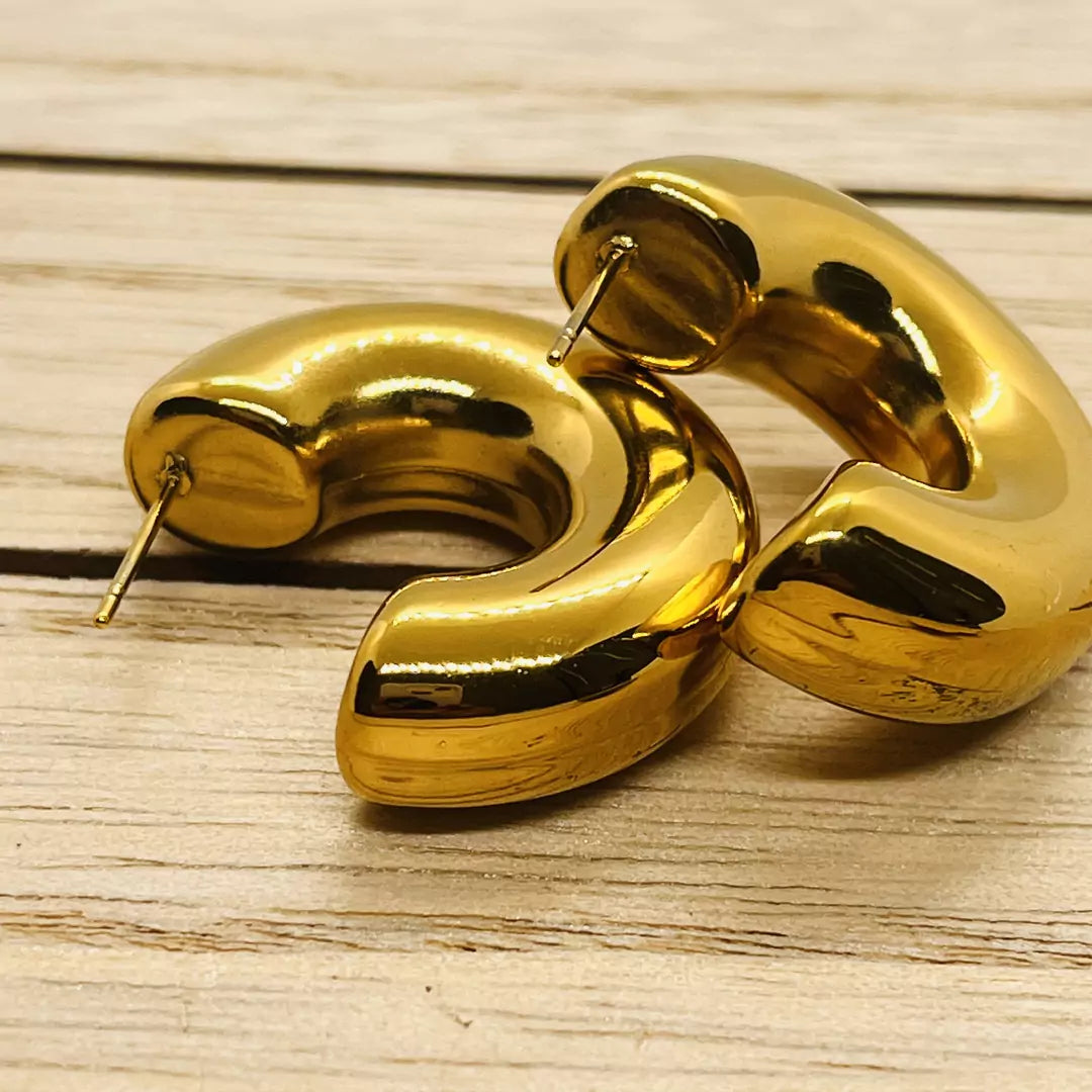 Buy Golden Air Tube C shaped earrings