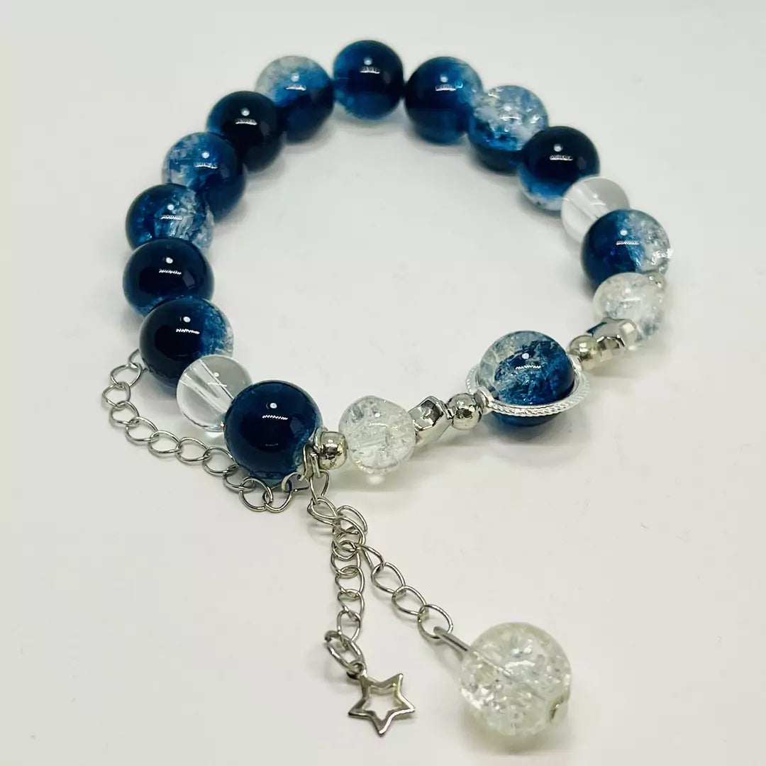 Buy blue, white Glass Beads Bracelets with Charms