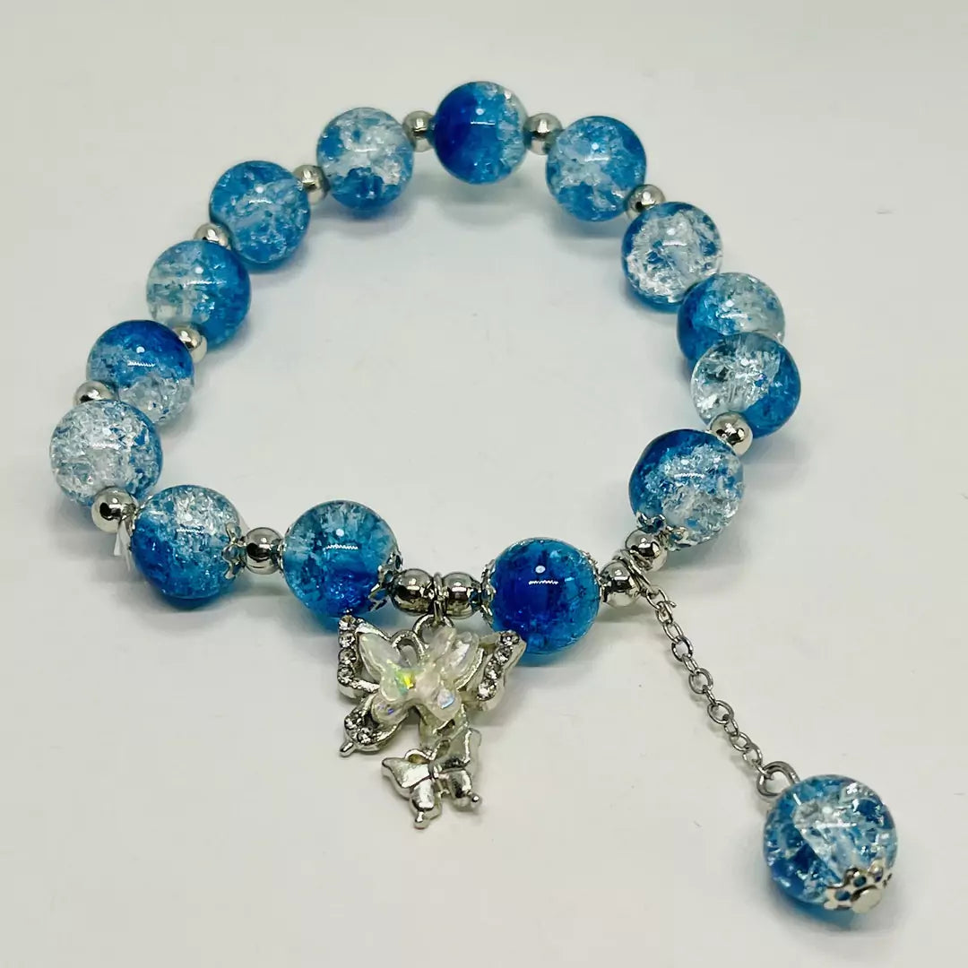 Buy light blue Glass Beads Bracelets with Charms
