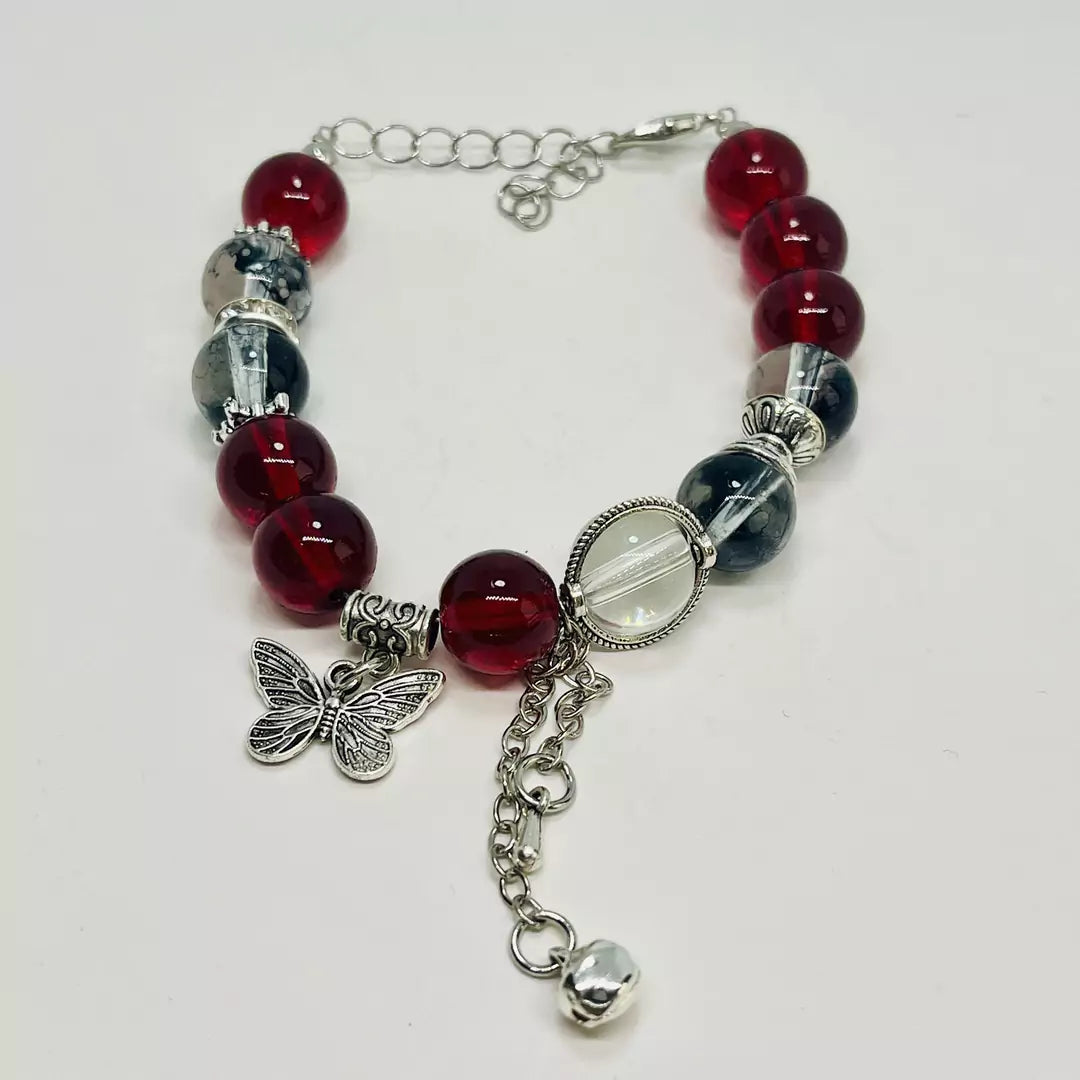 Buy red Glass Beads Bracelets with Charms