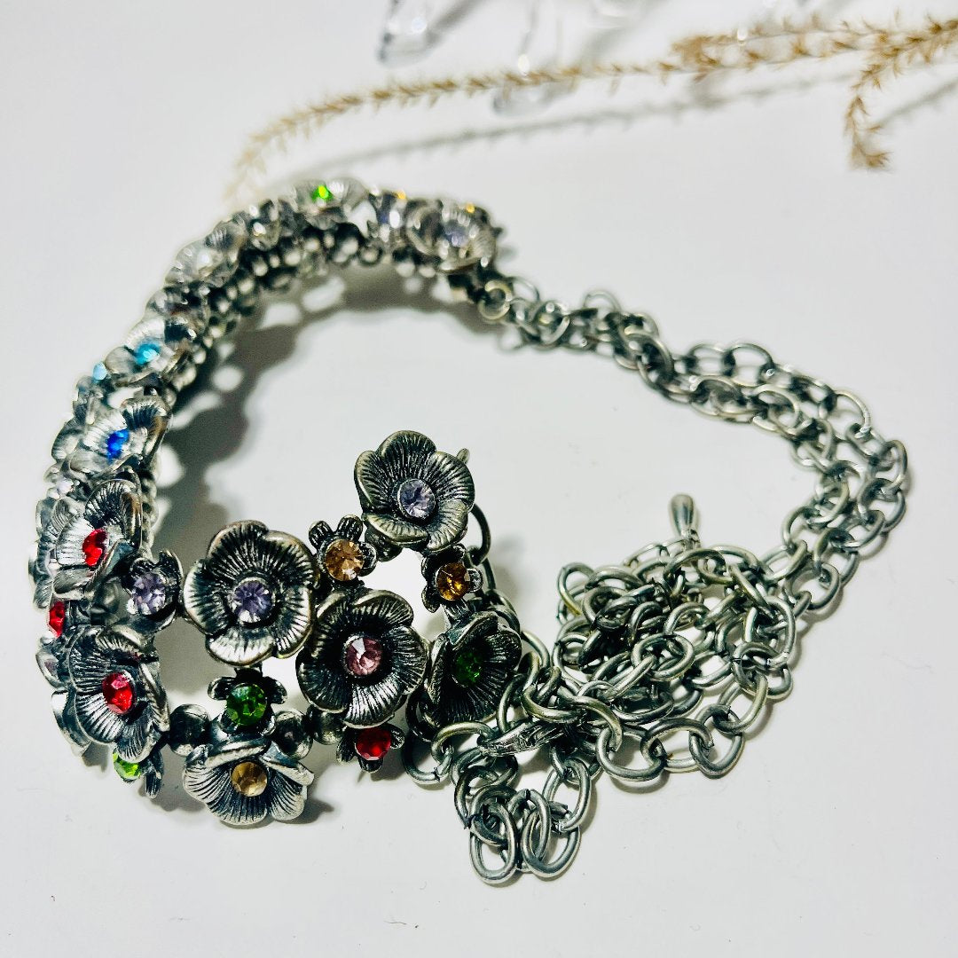 Get German Silver flower design Choker for women