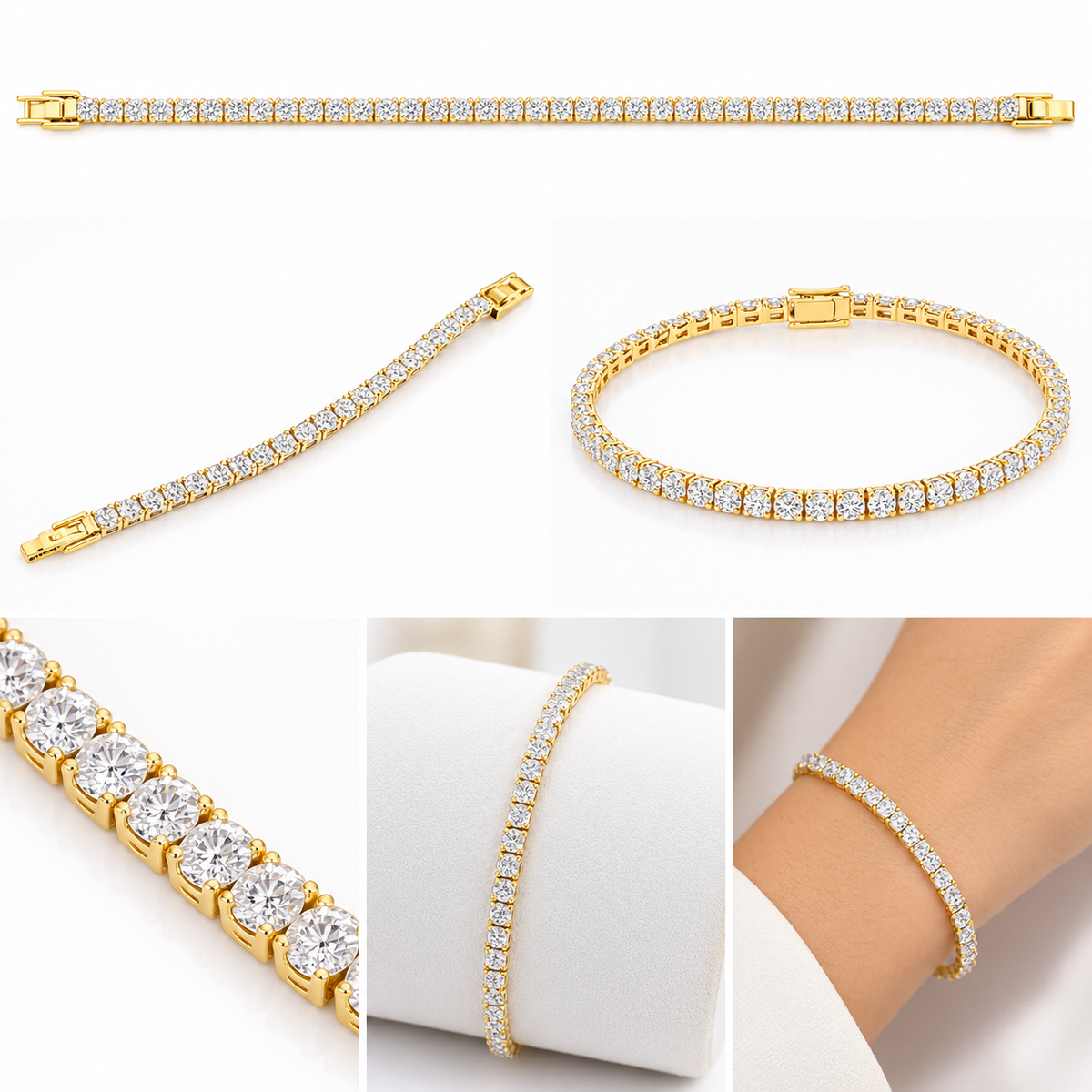 Elegant Gold CZ Tennis Bracelet for Women| 18K Gold Plated Luxury