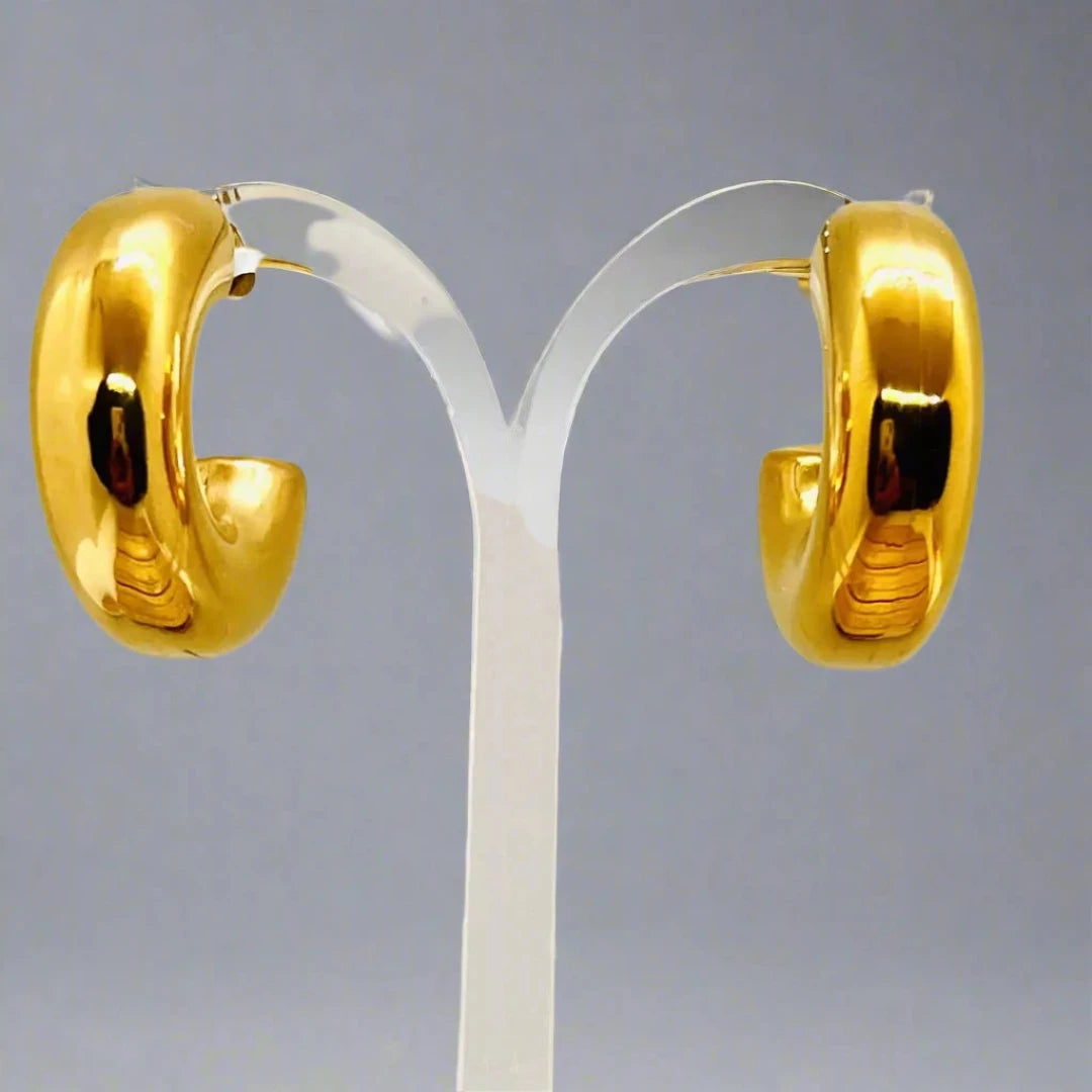 Golden C shape tube earings