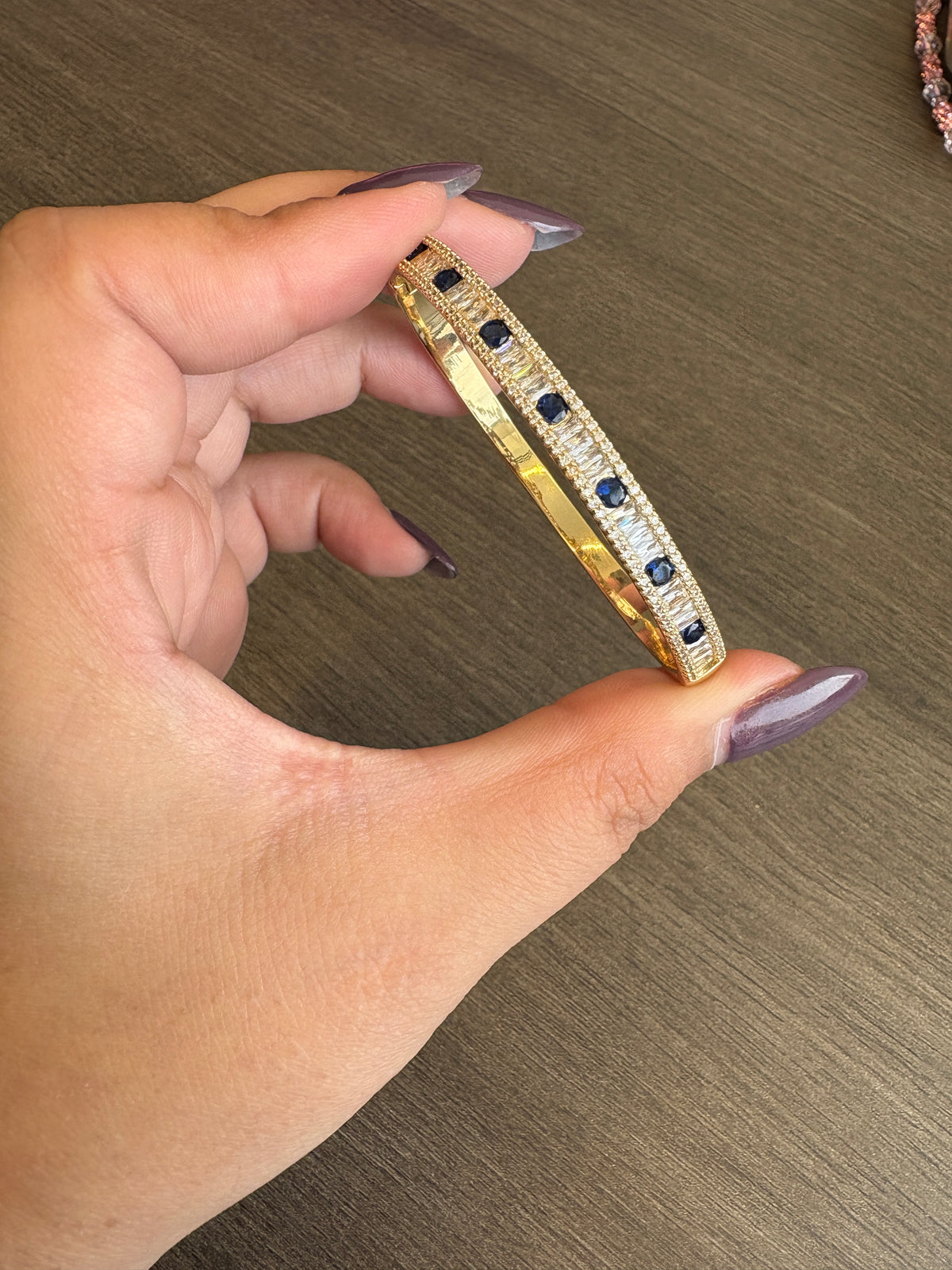 Blue and Gold Zirconia Bracelet | 18K Gold Plated Luxury