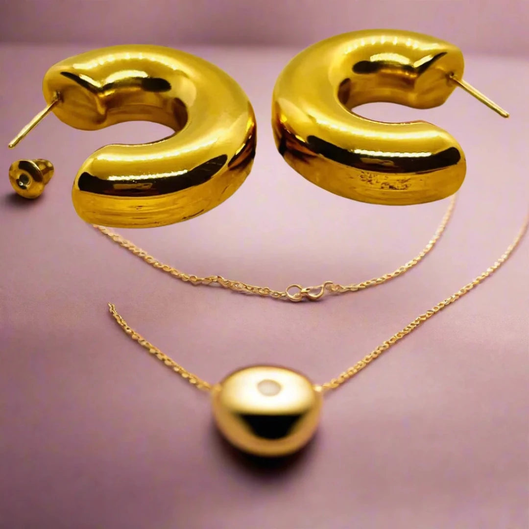 Ledesara Golden Air Tube C shaped earrings