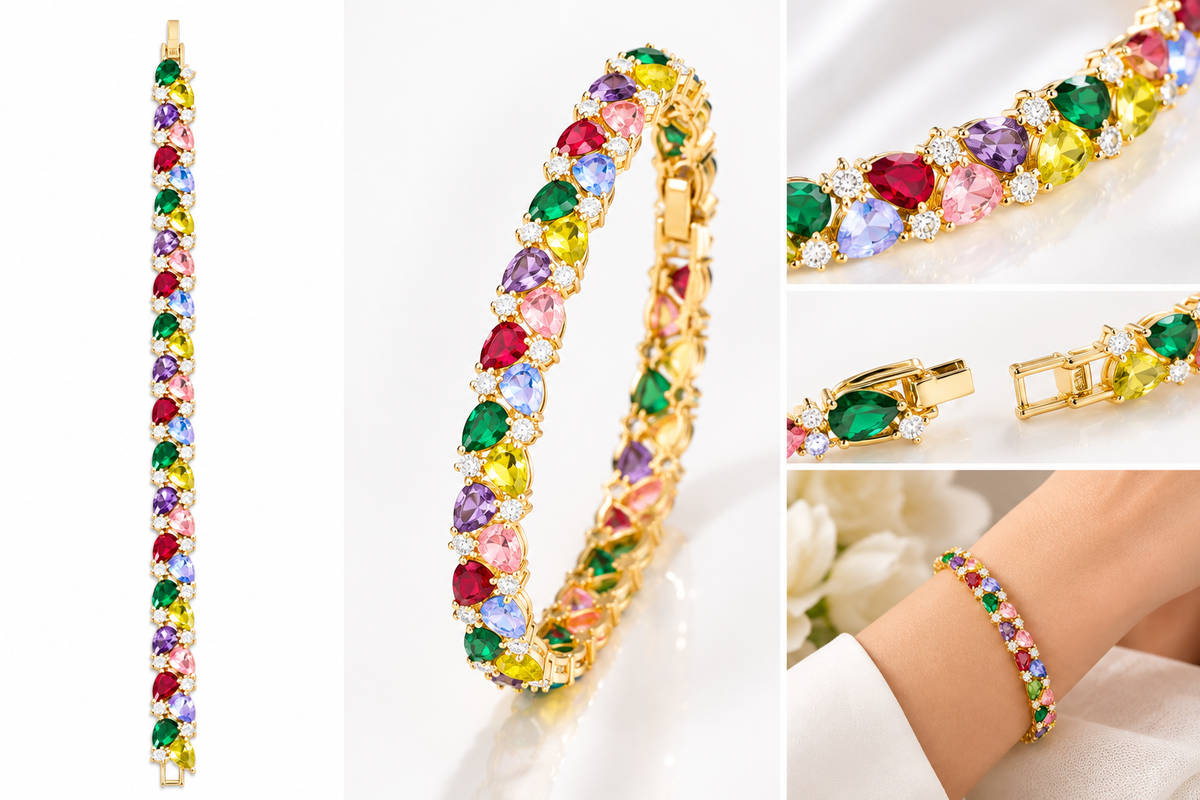 Elegant Cubic Zirconia Statement Bracelet| 18K Gold Plated Luxury