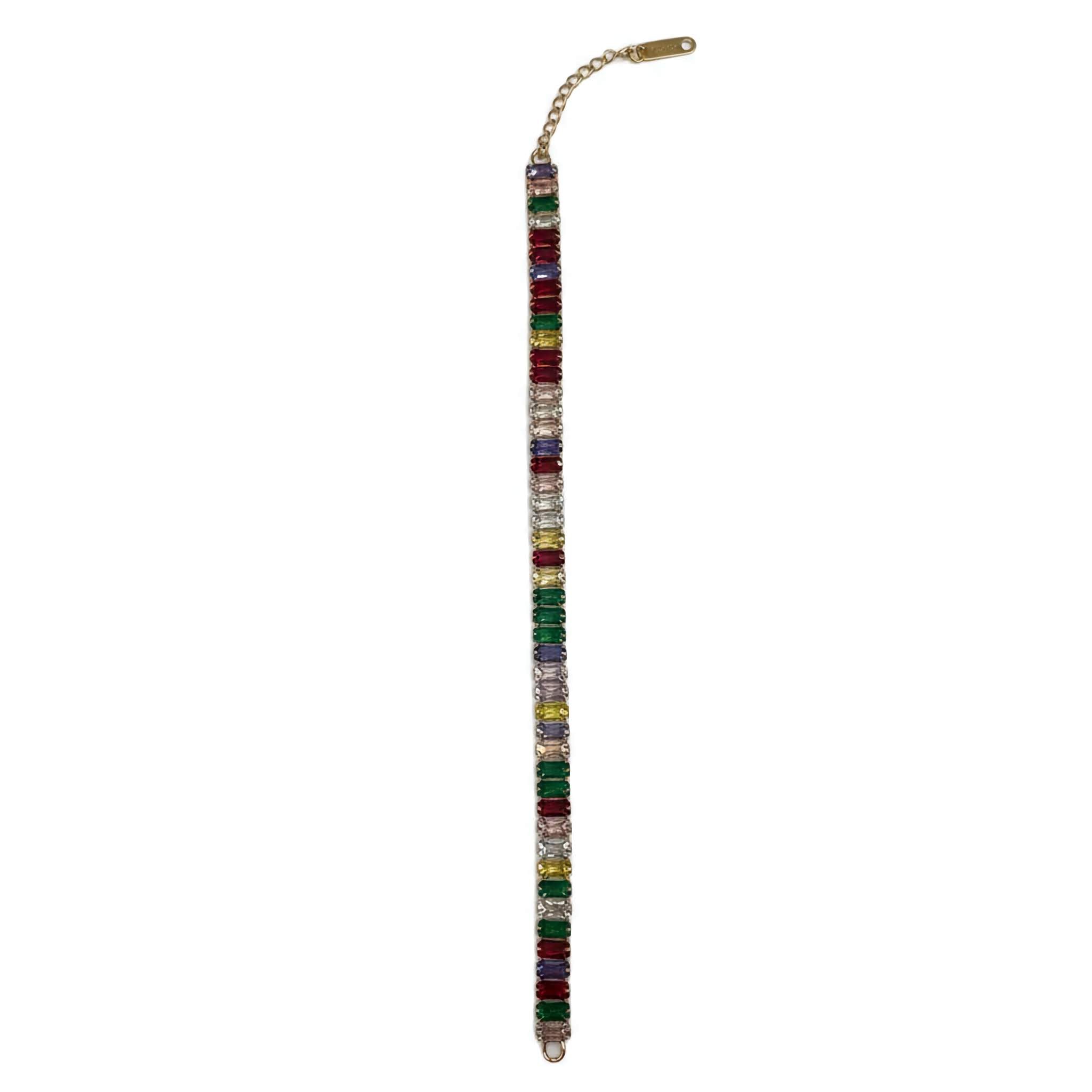 Multicolored beaded bracelet on a white background