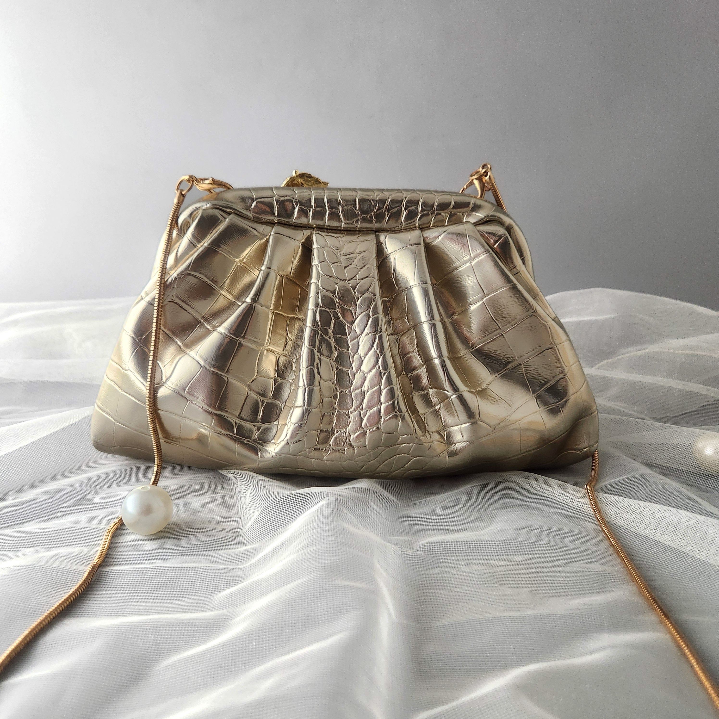 Golden Gallop Cloud Clutch