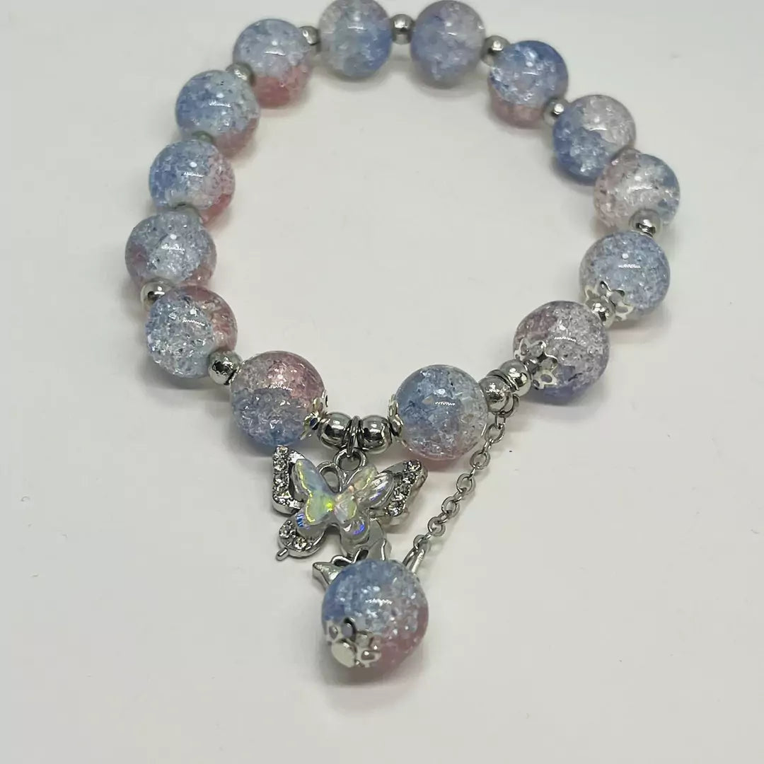 Shop grey Glass Beads Bracelets with Charms