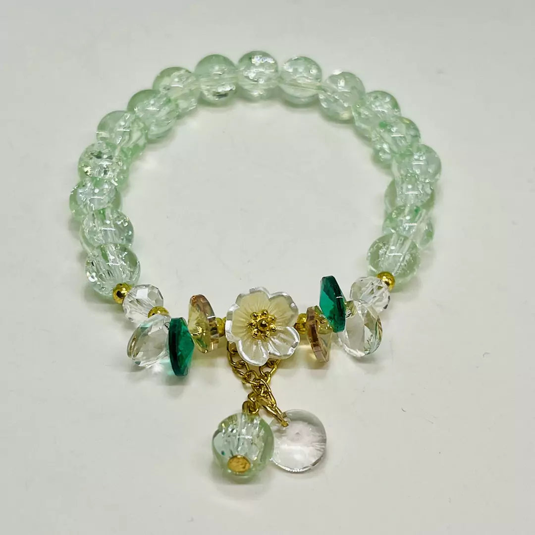 Shop light green Glass Beads Bracelets with Charms
