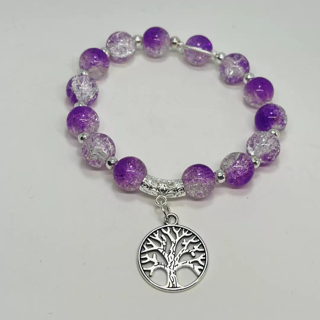 Shop purple Glass Beads Bracelets with Charms