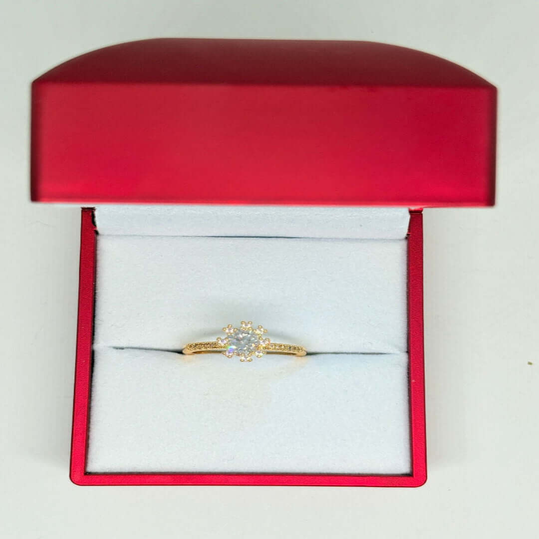 Golden Clear Stone Ring