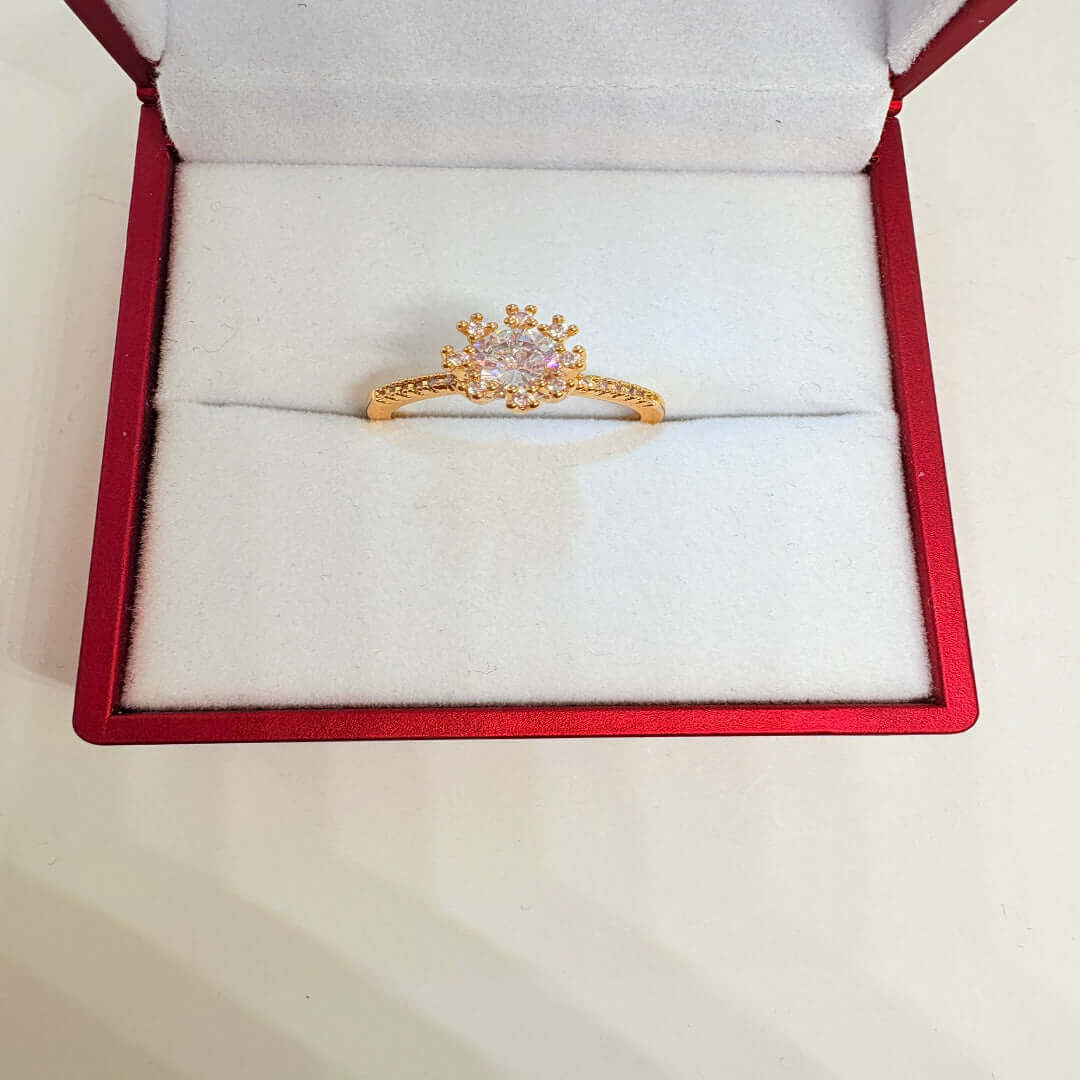 Golden Clear Stone Ring