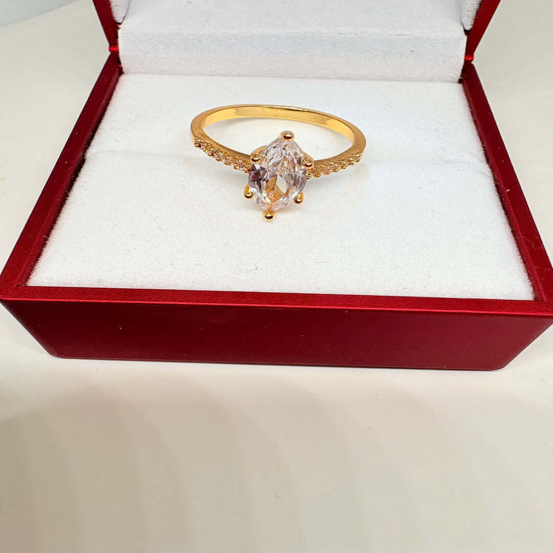 Golden Clear Stone Ring