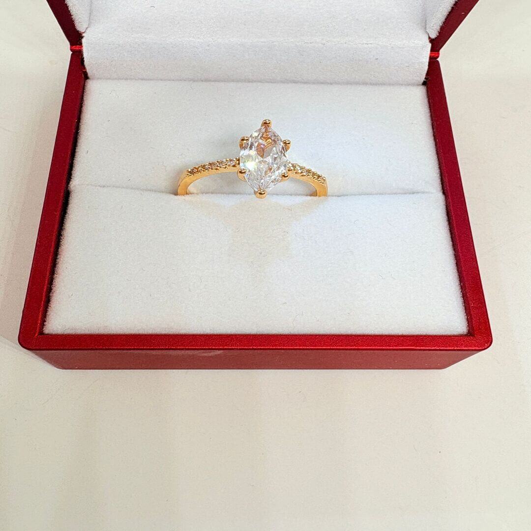 Golden Clear Stone Ring