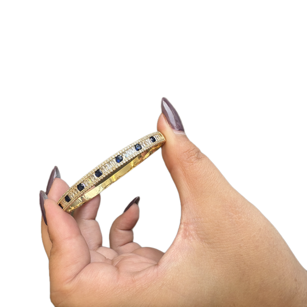 Blue and Gold Zirconia Bracelet | 18K Gold Plated Luxury