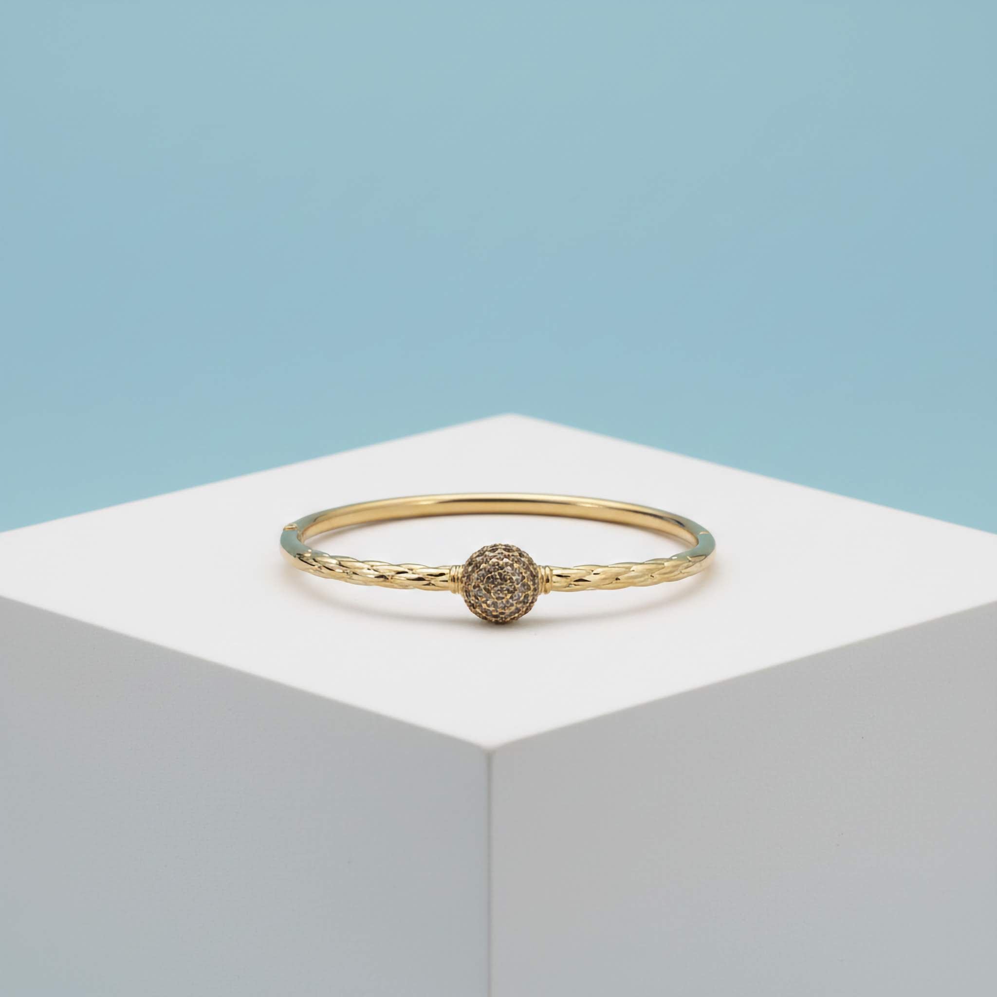 Regal Orbit Gold Bracelet | 18K Gold Plated Charm Bangle