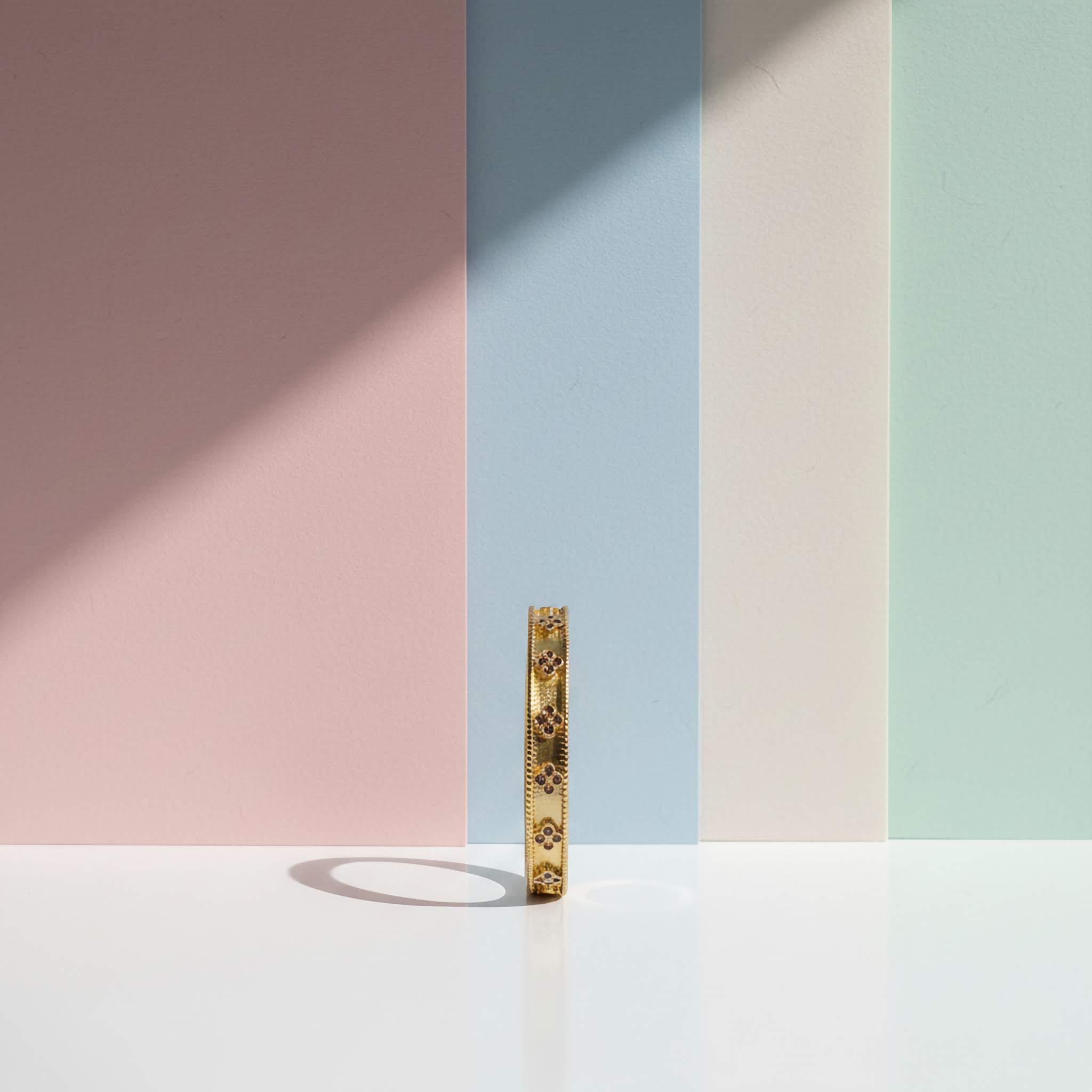 Floral Majesty Gold Bangle | 18K Gold Plated Etched Floral Bracelet