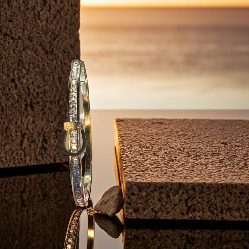 Golden Stone Belted Bangle| 18K Gold Plated Anti Tarnish Bangle