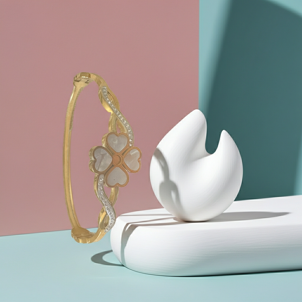 Jasmine White bangle| 18K Gold Plated Anti Tarnish Bangle