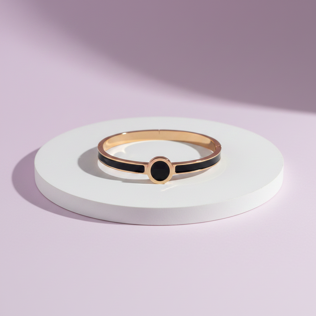 Black & Rose Gold Minimalist Bangle