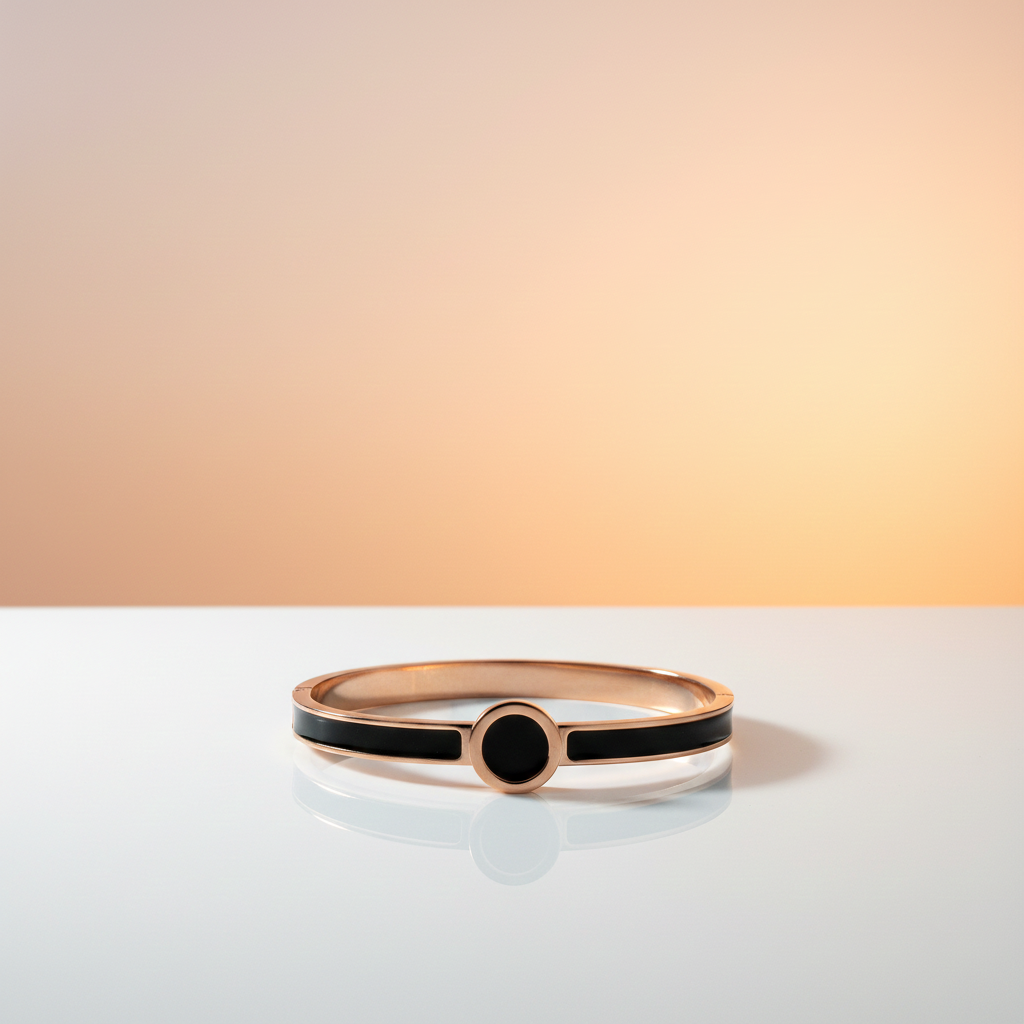 Black & Rose Gold Minimalist Bangle