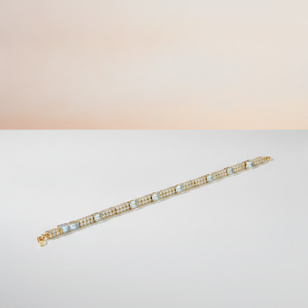 Crystal Royale Tennis Bracelet | Gold-Plated Luxury Crystal Bracelet