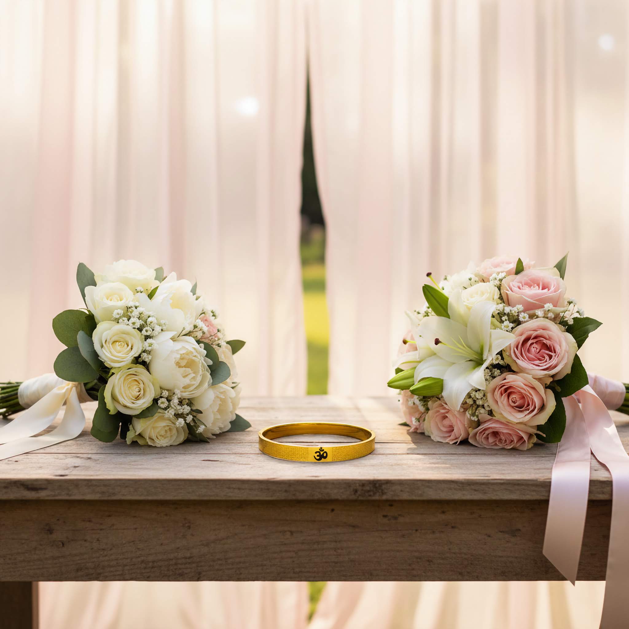 Gold Plated OM Bangle – Elegant Hindu Spiritual Bracelet