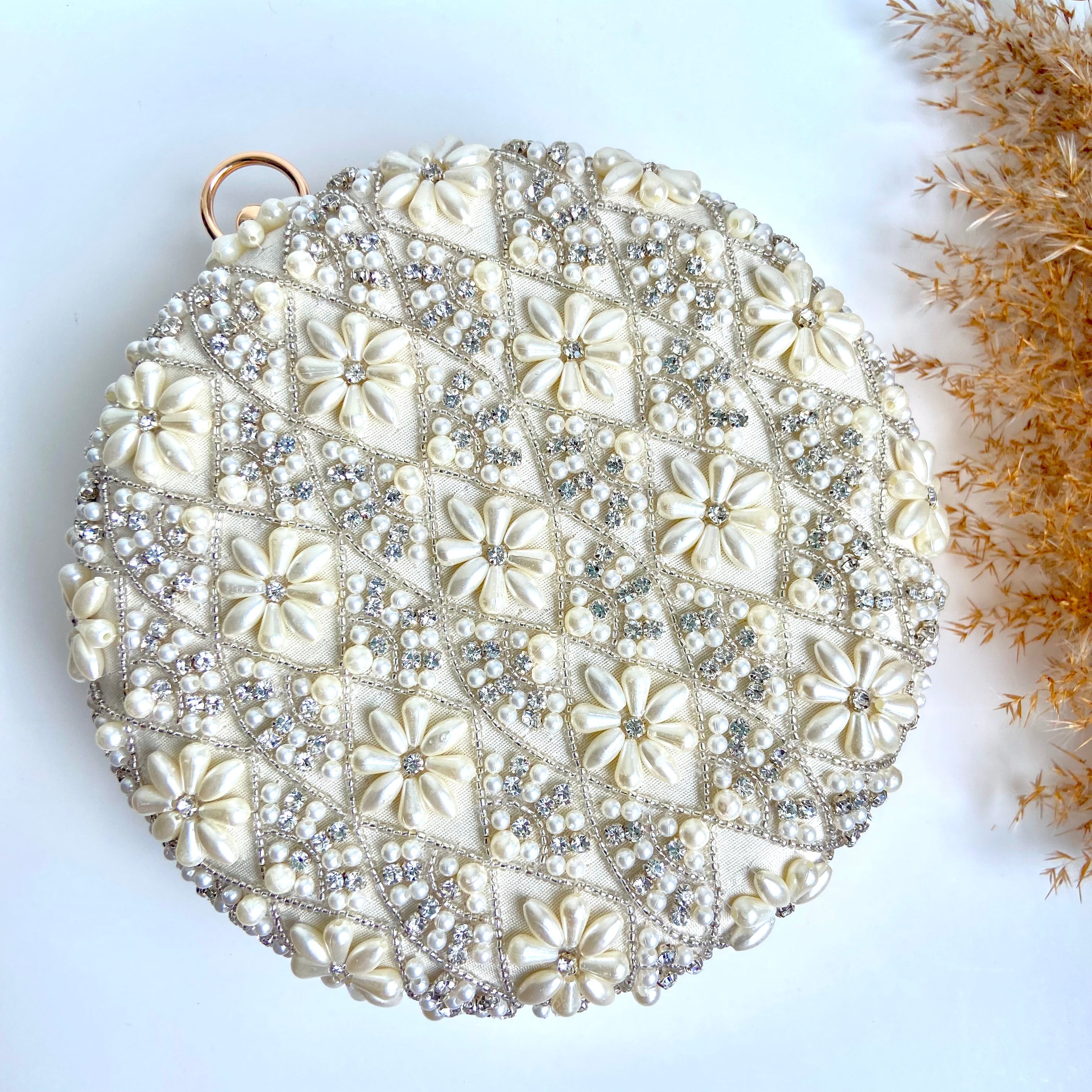 ALIA Pearl round clutch