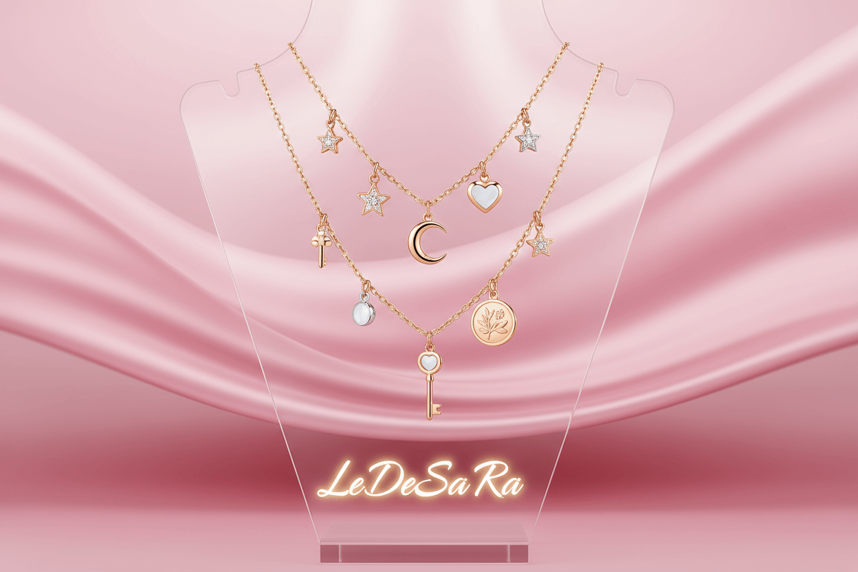 Gold plated necklaces, rings bracelets by Ledesara. Bestselling Necklaces | Elegant Luxury Jewelry