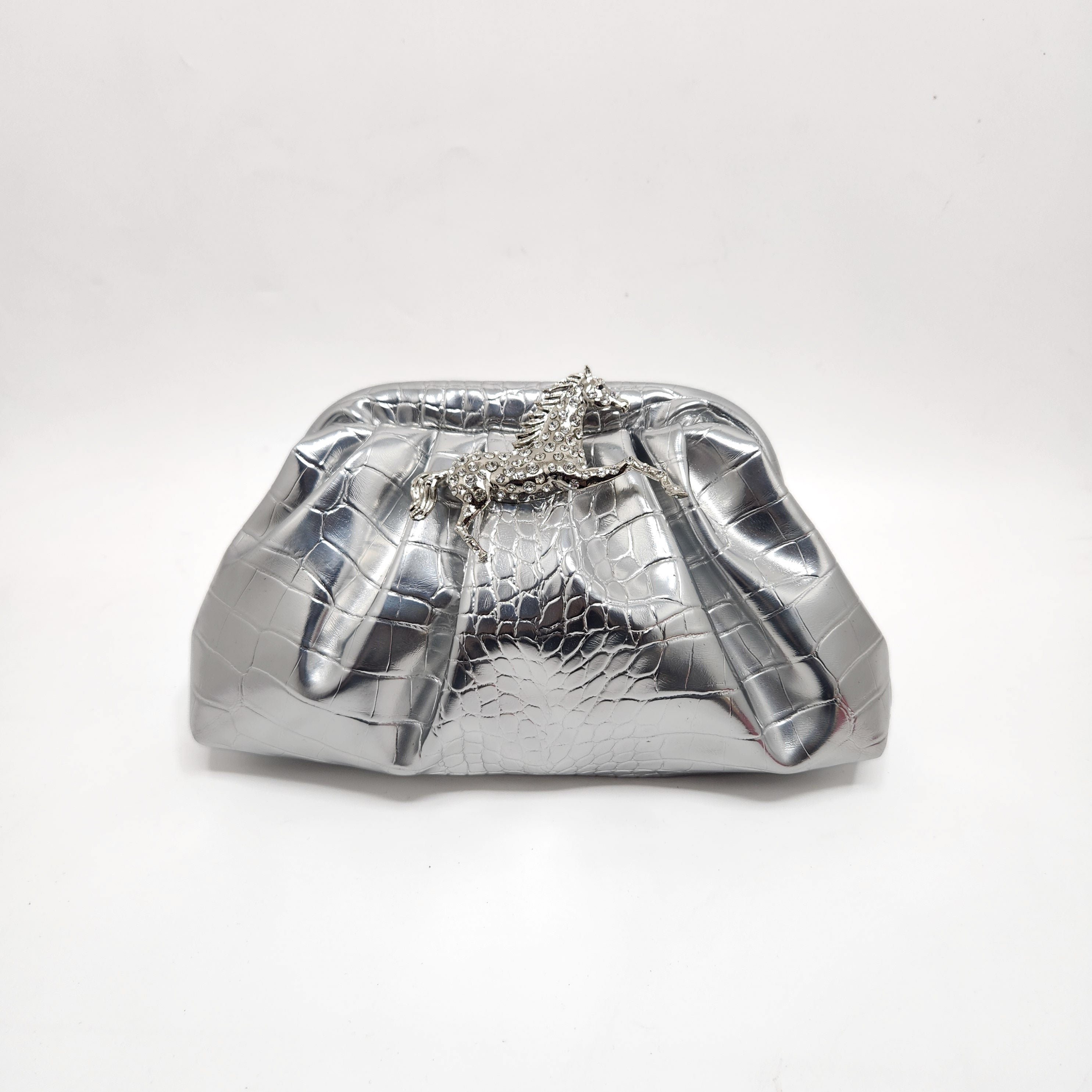 Silver Gallop Cloud Clutch