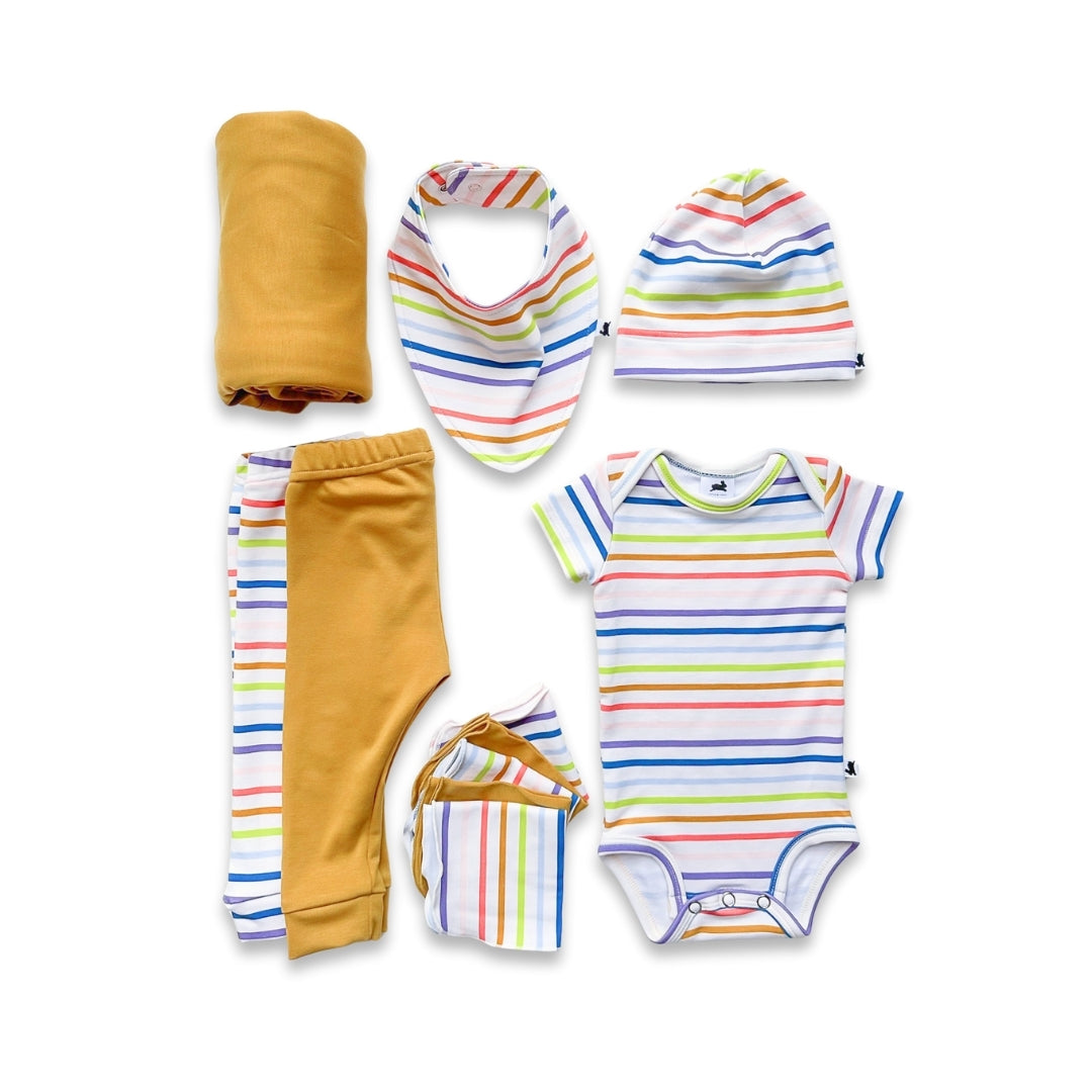 Bamboo Baby Capsule Gift Box - Rainbow Stripe & Sunflower