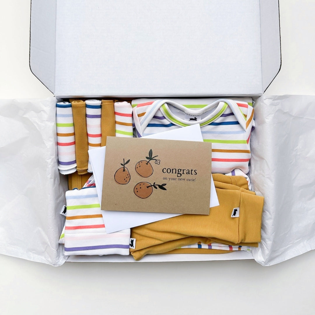 Bamboo Baby Capsule Gift Box - Rainbow Stripe & Sunflower