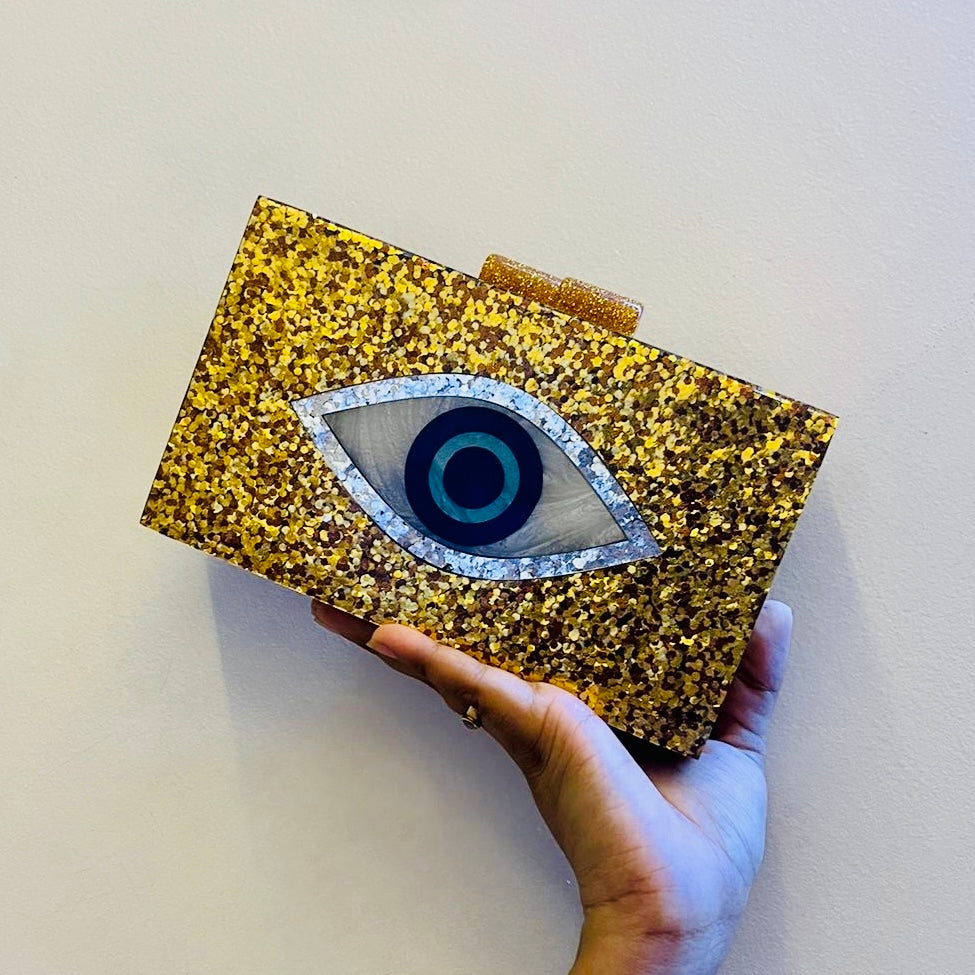 Golden Evil Eye Clutch