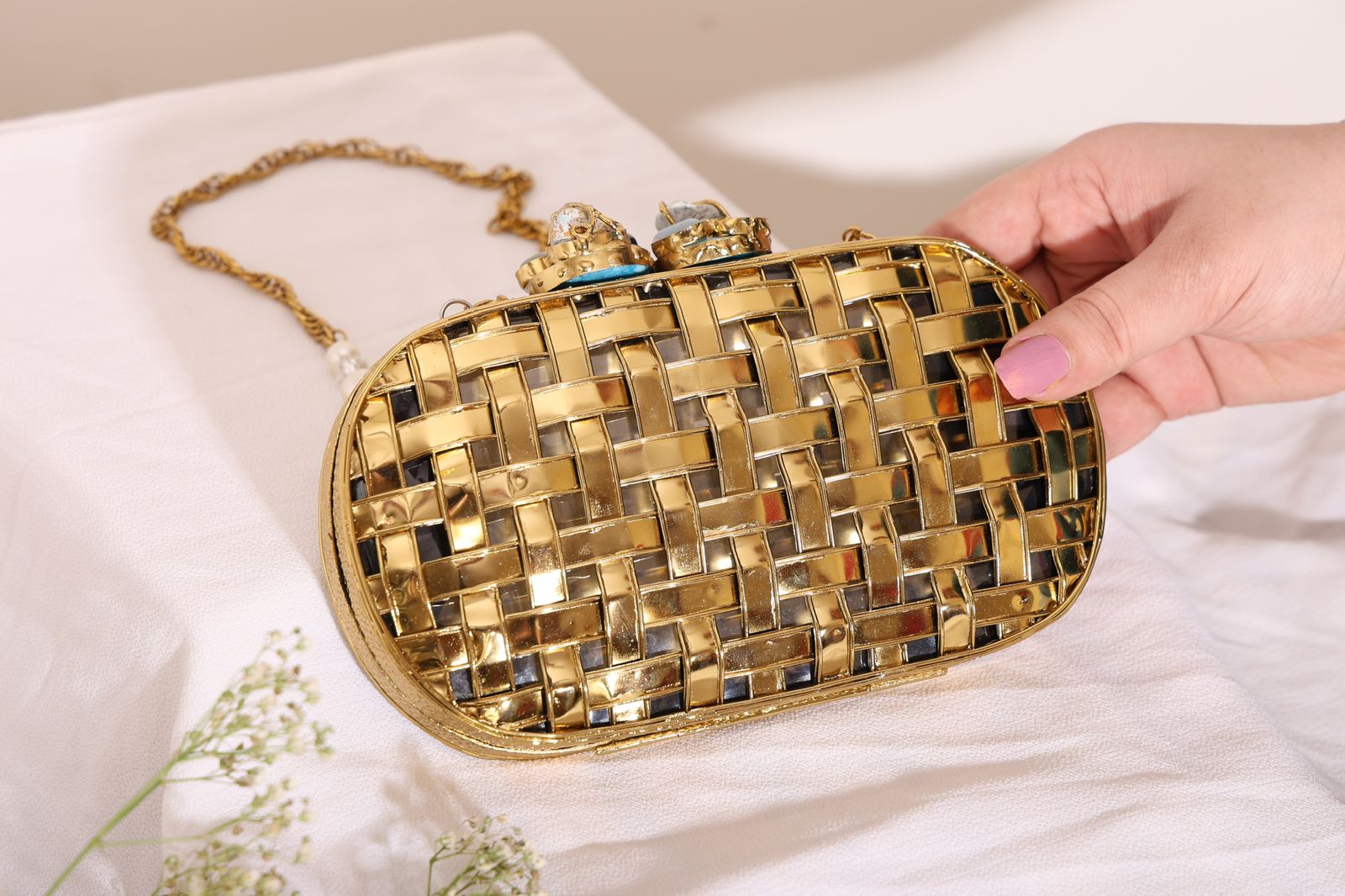 GRACE gold clutch bag