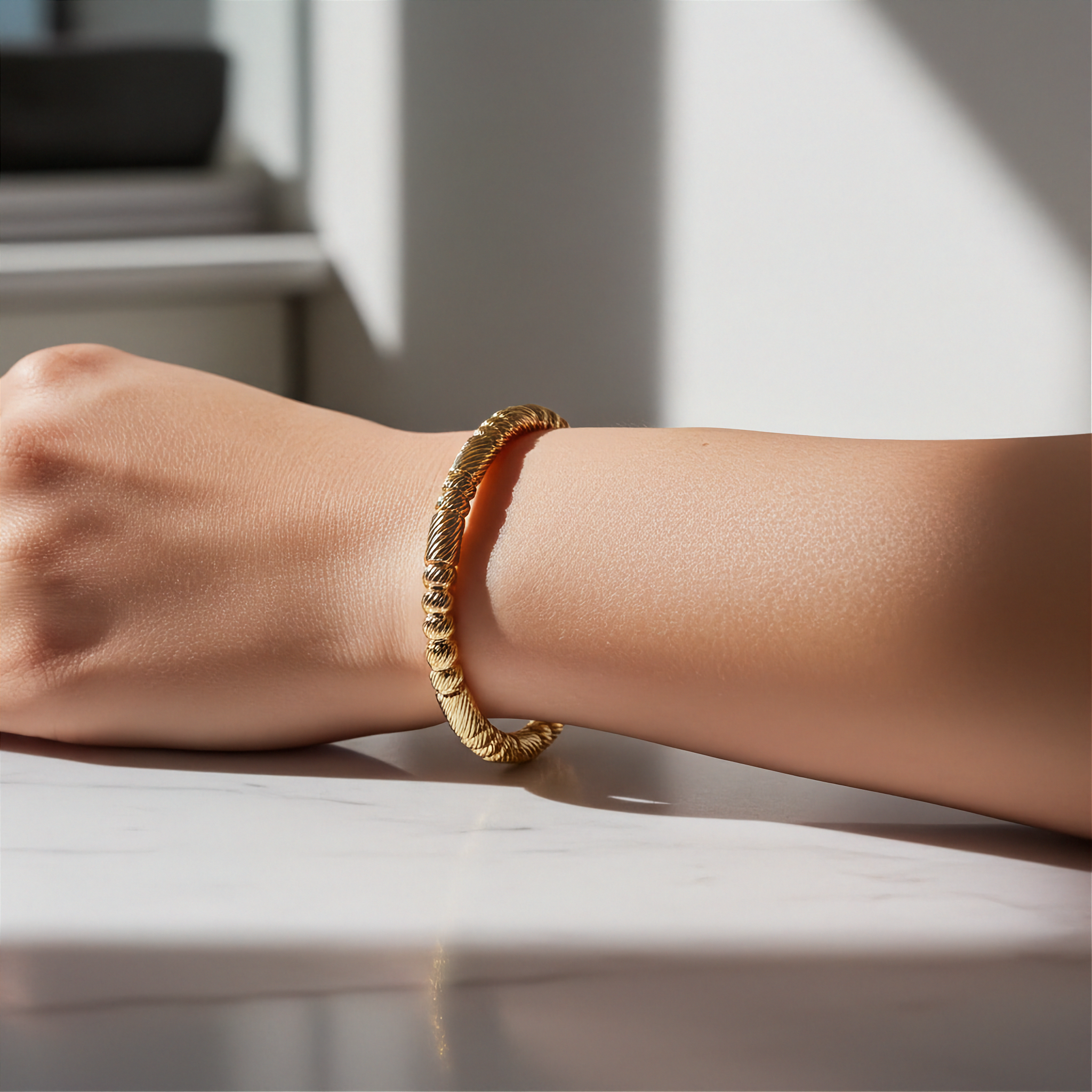 All Gold Bead Bangle| 18K Gold Plated Anti Tarnish Bangle