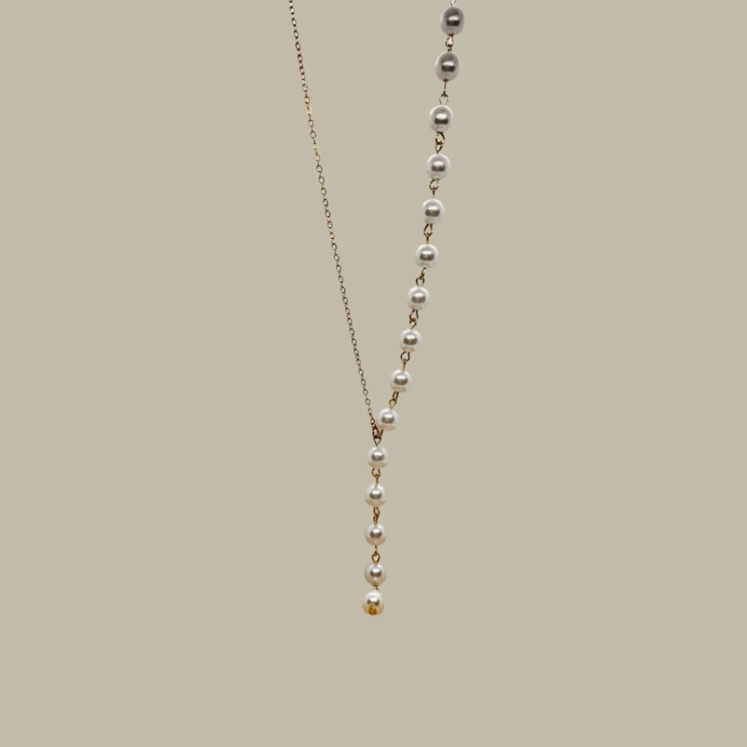 Buy Gold plated Chain Necklace, Y shape designed with Pearls