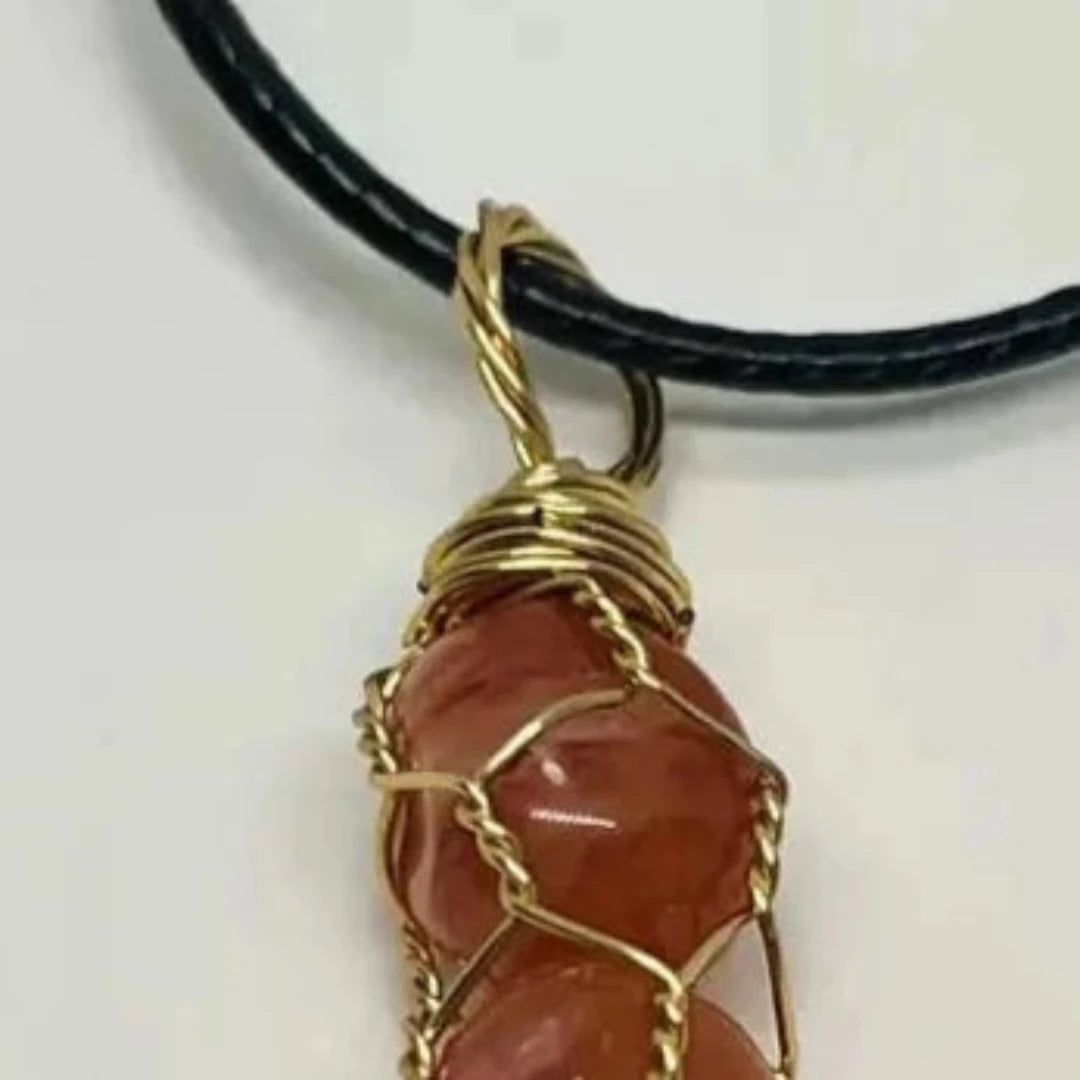Buy Orange Natural Stone  chain Pendant