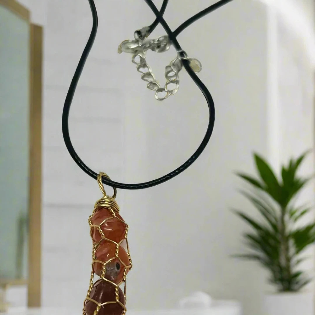 Ledesara Orange Natural Stone  chain Pendant