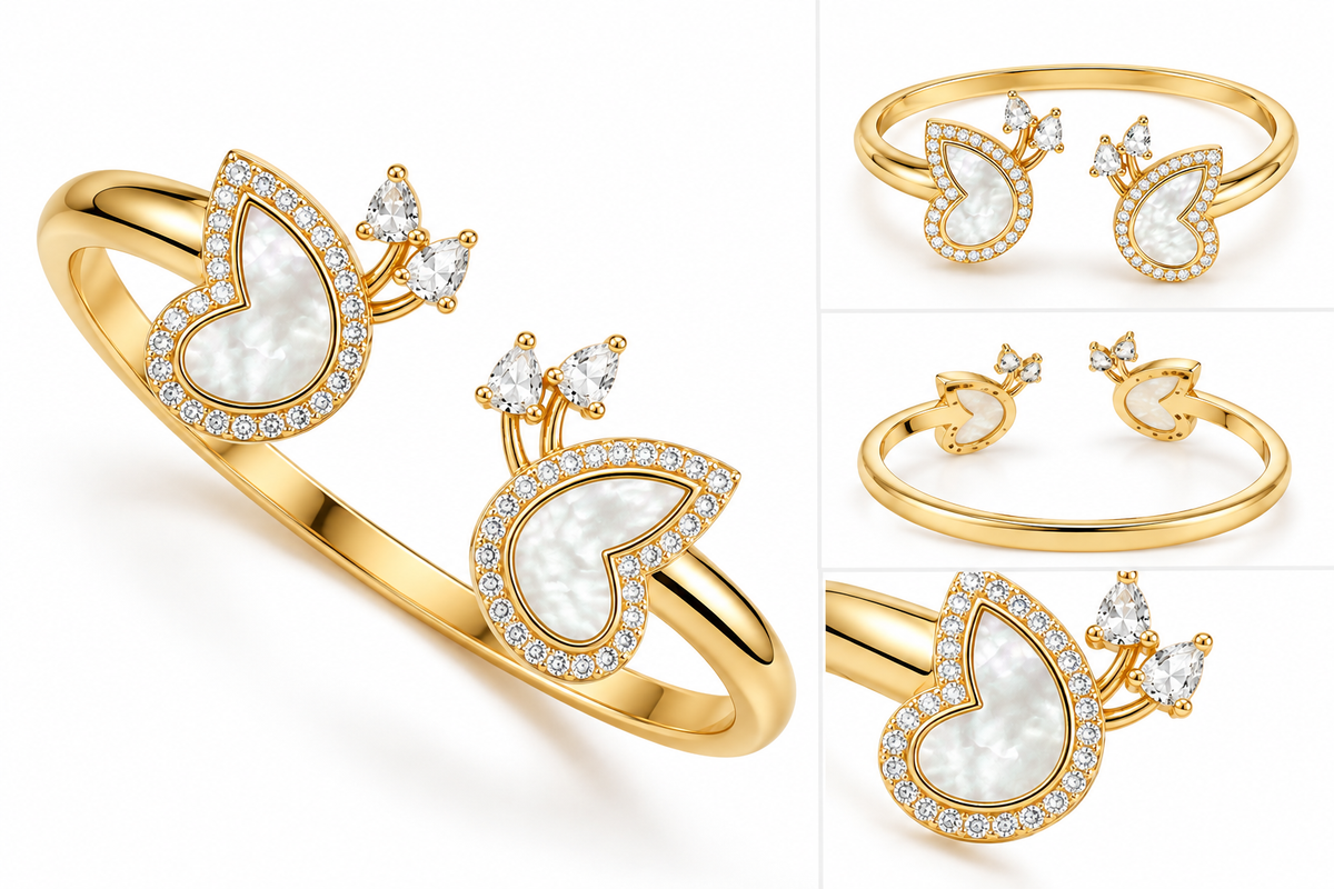 Premium Butterfly Crystal Bangle for Women| 18K Gold Plated Luxury