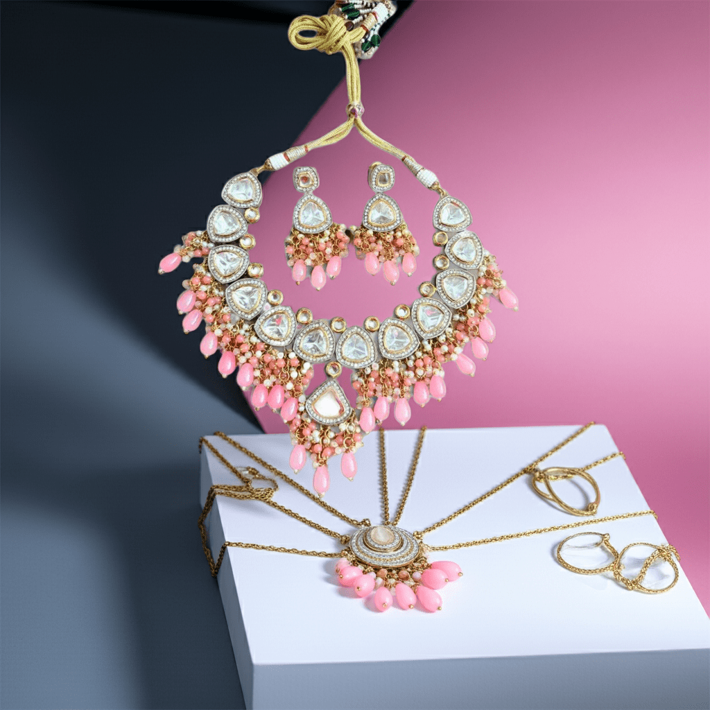 Pink Kundan Set with Earrings