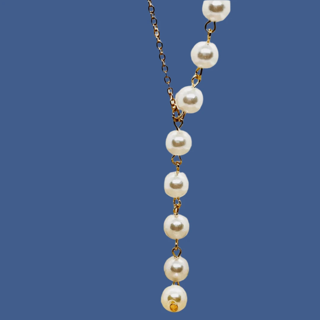 Premium Gold plated Chain Necklace, Y shape designed with Pearls