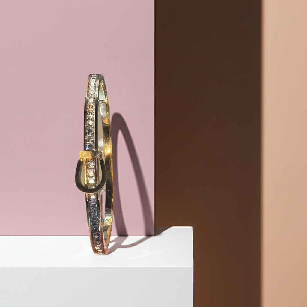 Golden Stone Belted Bangle| 18K Gold Plated Anti Tarnish Bangle